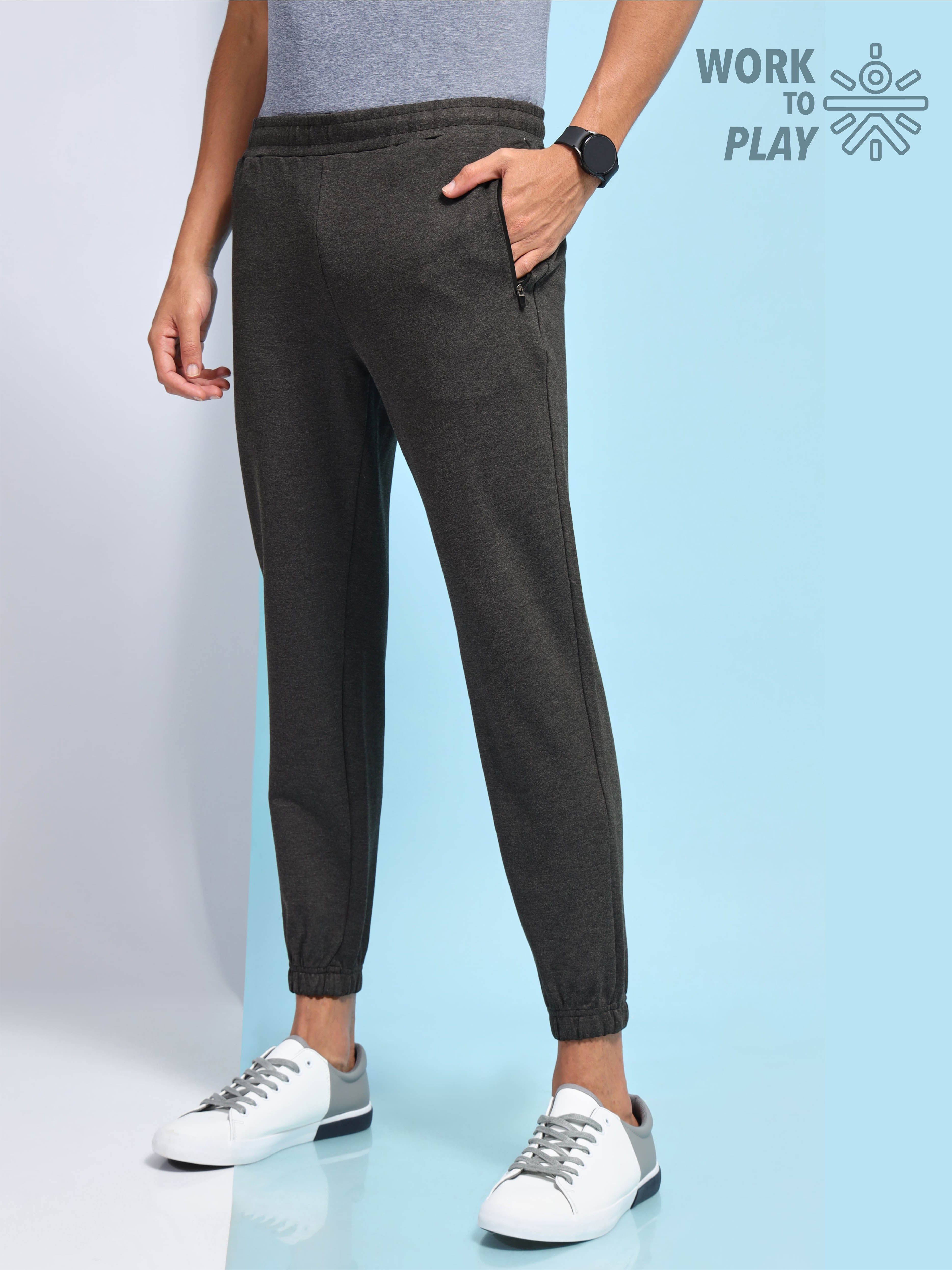 Textured 4 Way Stretch Joggers with Zip Pockets