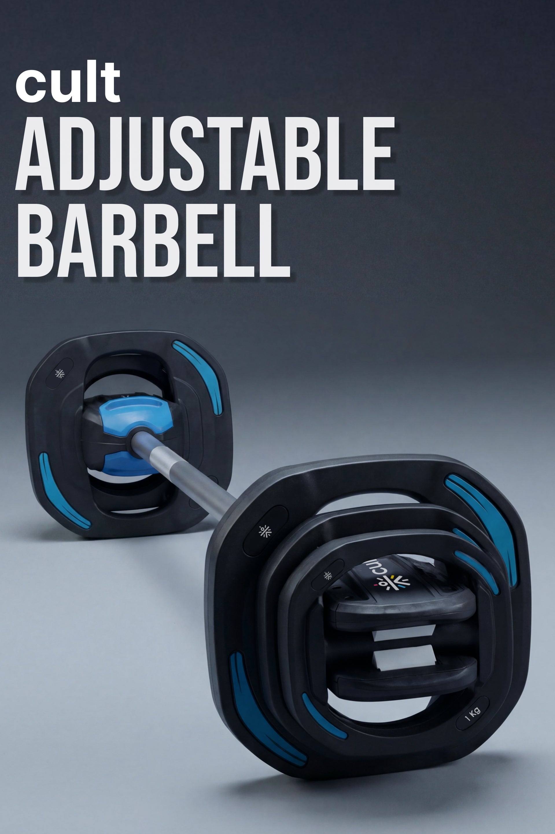 Cult Smartbar 20 Kg Adjustable Barbell with 3 pairs of Multi-grip weight plates, 2-in-1 use as free weights dumbbells & Barbell rod | Perfect for Home Strength Training