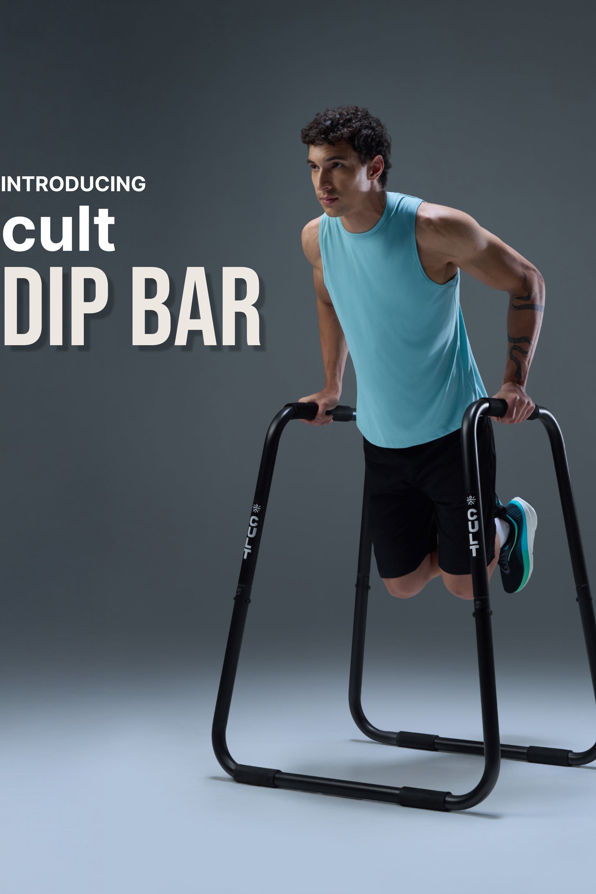 Cult Heavy-Duty Dip Bar for Strength Training | 150 kg Weight Capacity | Non-Slip handle Grips with Stable Leveling | Perfect for home Gym (with 6 months extended warranty)