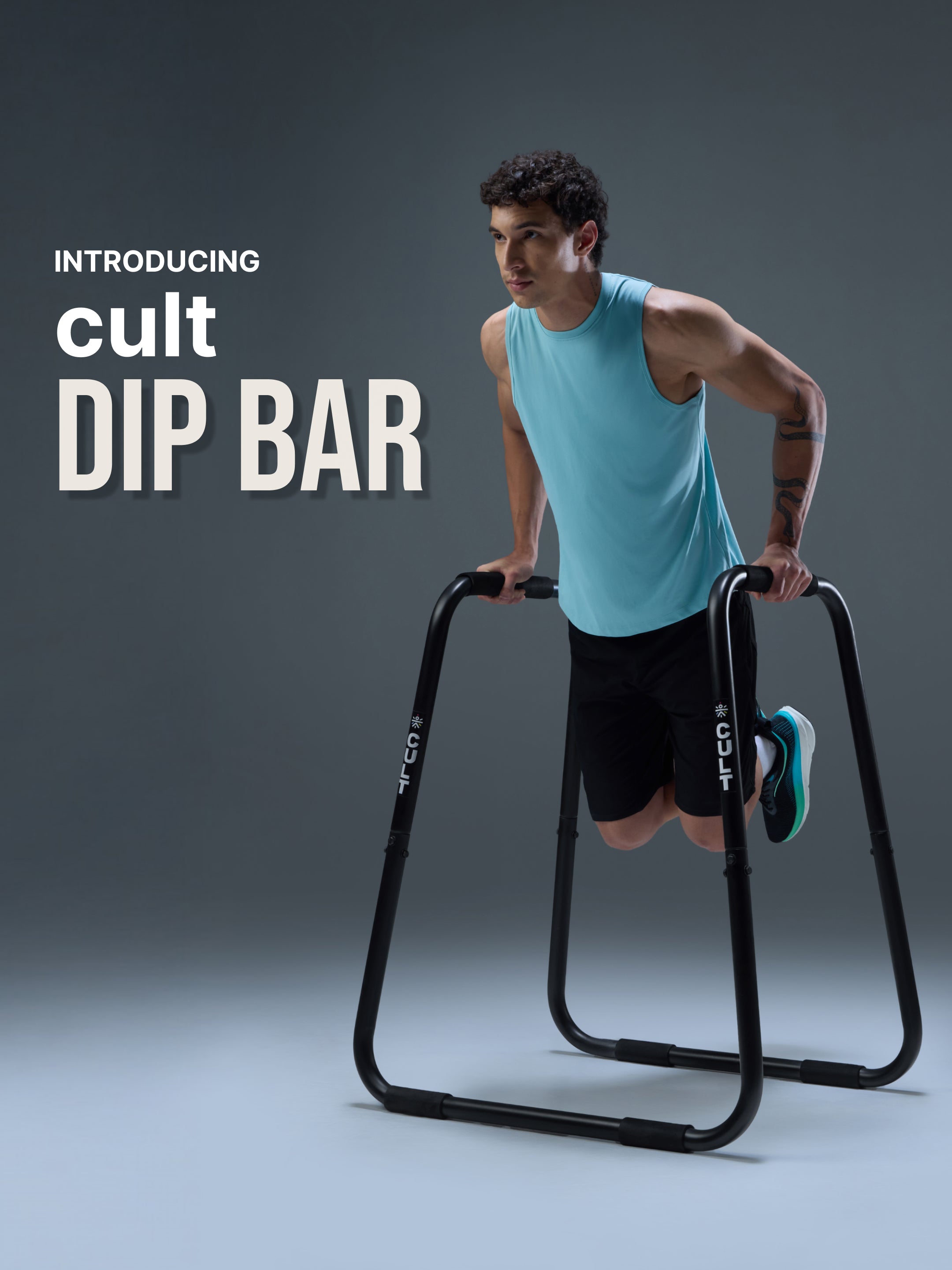 Cult Heavy-Duty Dip Bar for Strength Training | 150 kg Weight Capacity | Non-Slip handle Grips with Stable Leveling | Perfect for home Gym (with 6 months extended warranty)