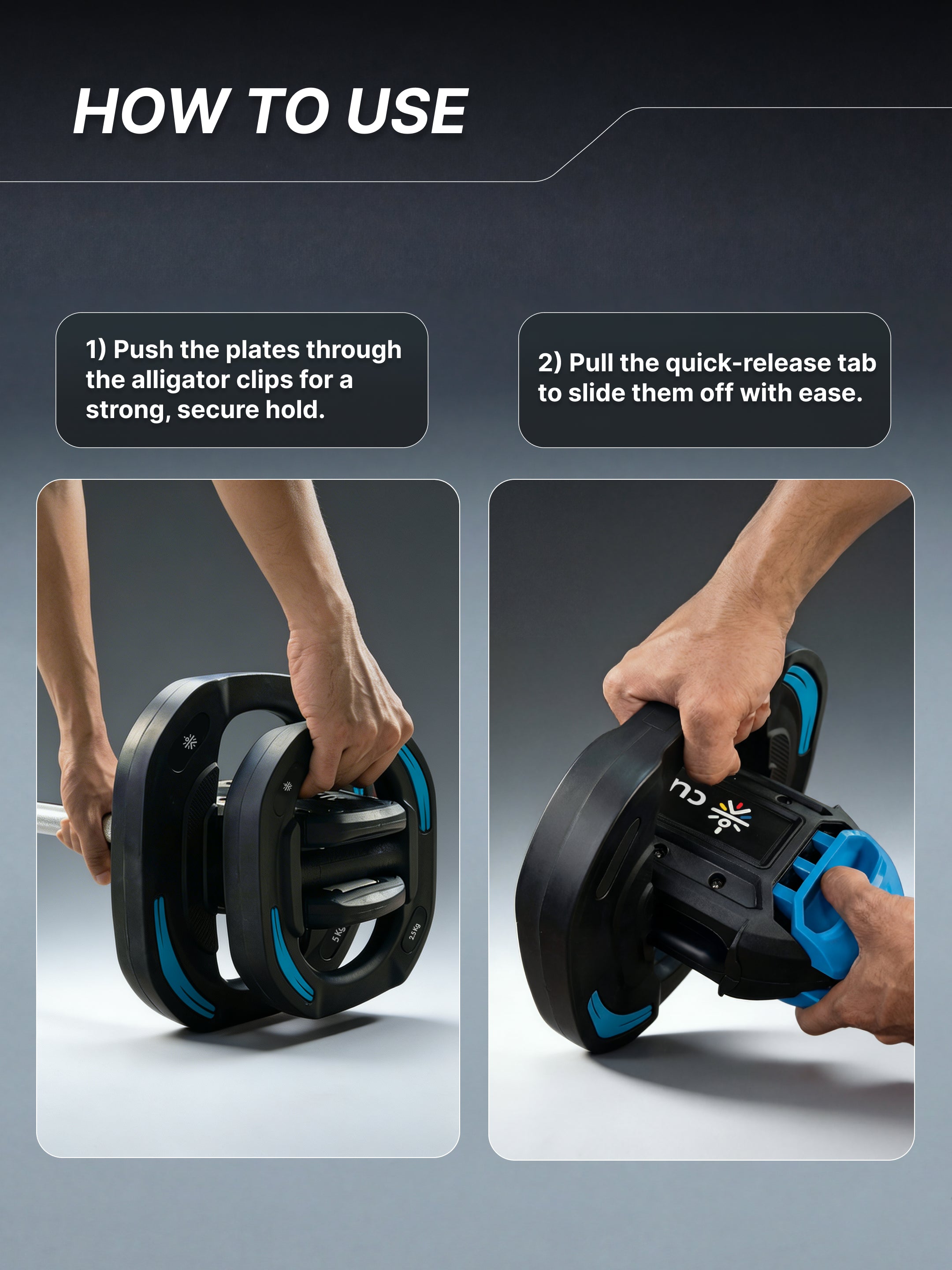 Cult Smartbar 20 Kg Adjustable Barbell with 3 pairs of Multi-grip weight plates, 2-in-1 use as free weights dumbbells & Barbell rod | Perfect for Home Strength Training