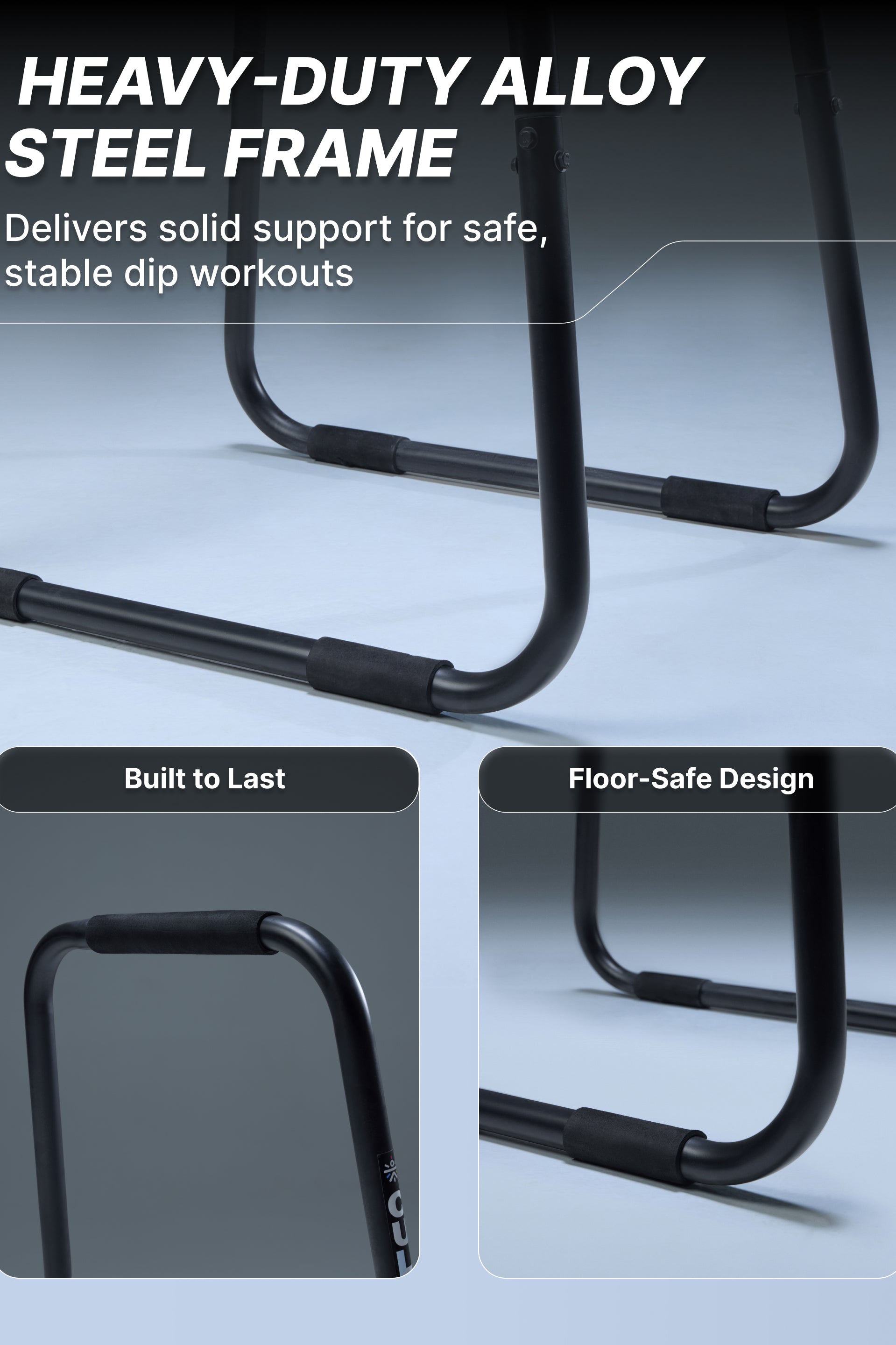 Cult Heavy-Duty Dip Bar for Strength Training | 150 kg Weight Capacity | Non-Slip handle Grips with Stable Leveling | Perfect for home Gym (with 6 months extended warranty)