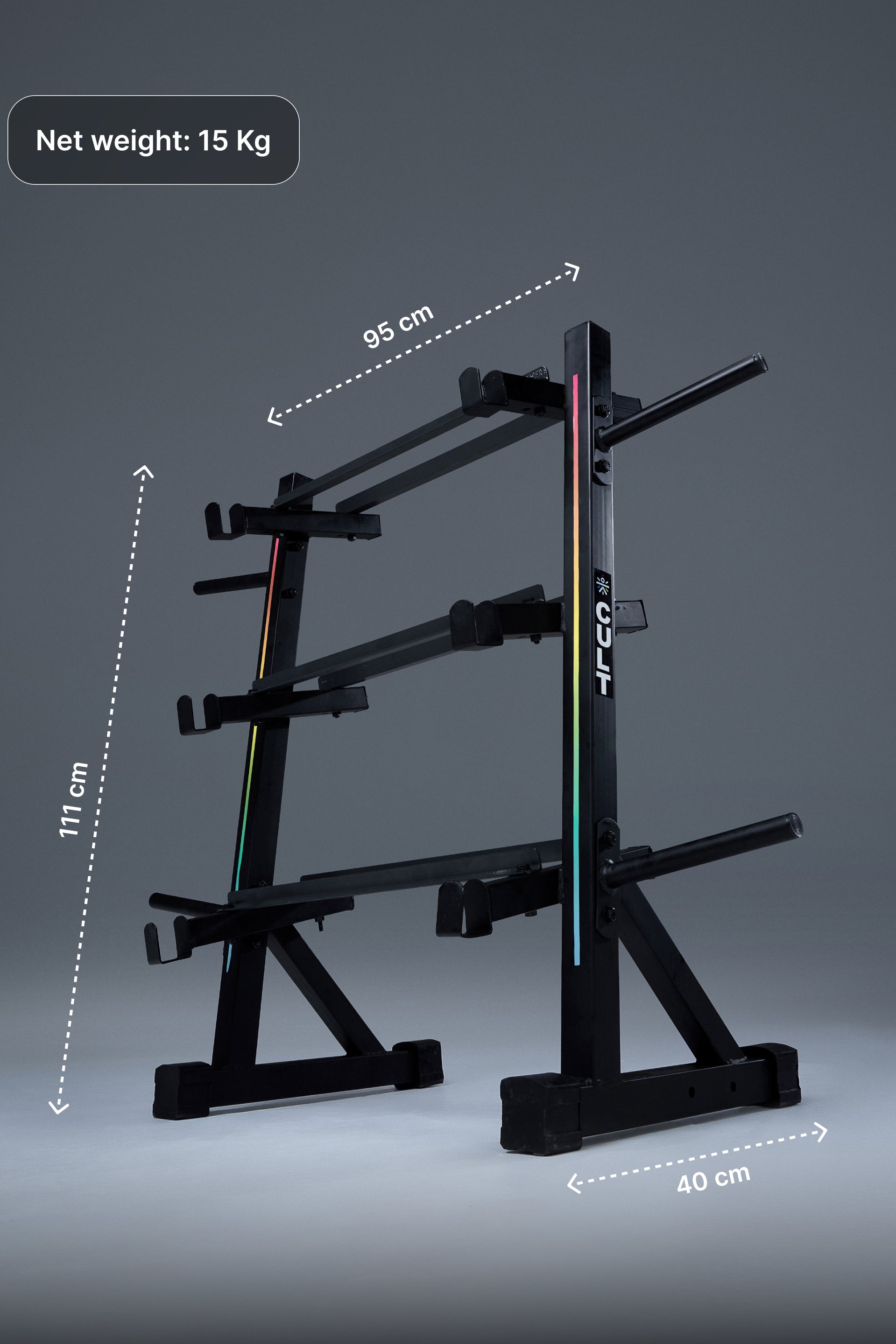 Cult 3 Level Storage Rack for weights (Rod, Plates & Dumbbell) | 300 Kg Max Load | Compact, Stable & Space-Efficient Design for home use (with 6 Months Extended Warranty)