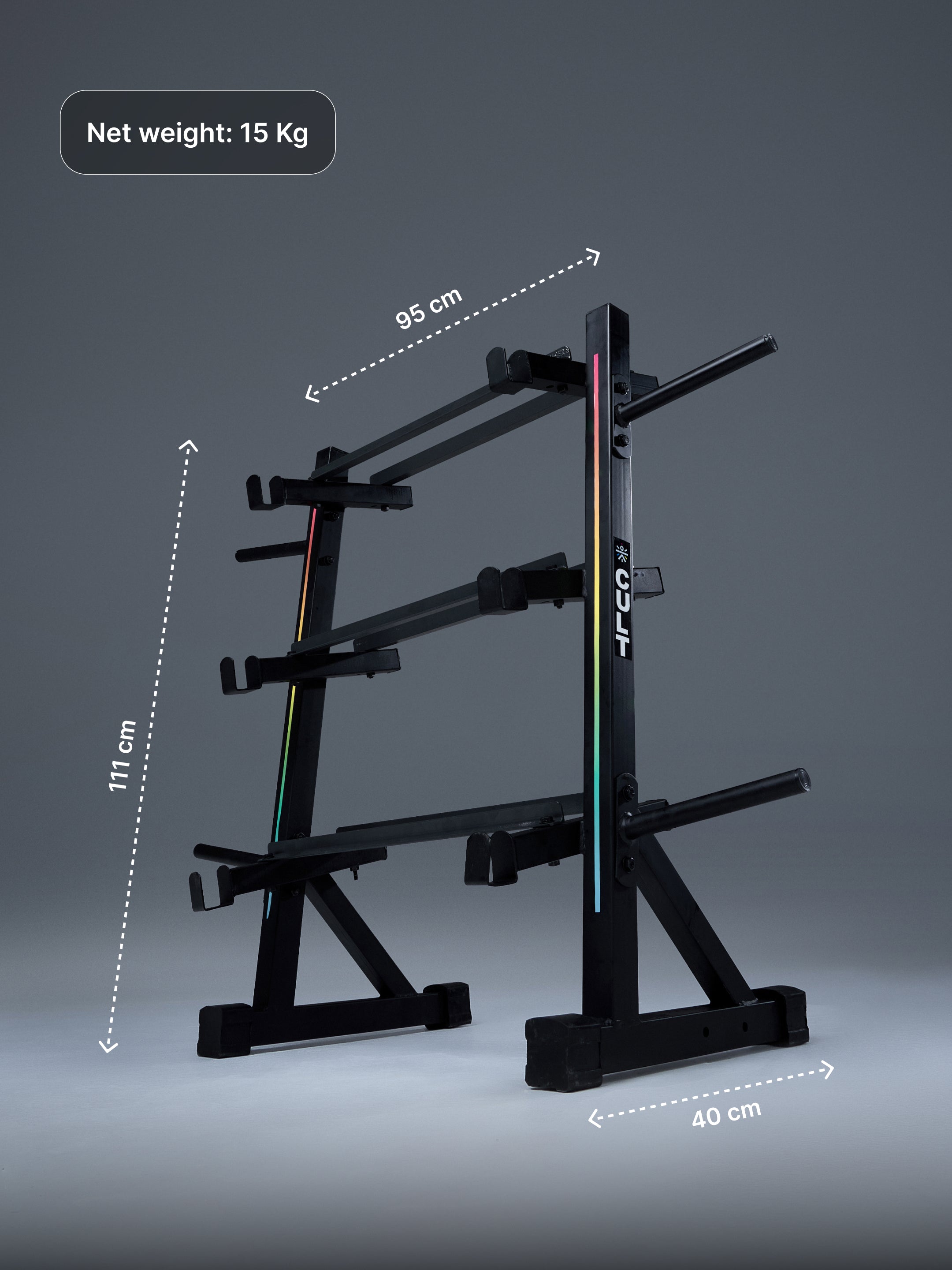 Cult 3 Level Storage Rack for weights (Rod, Plates & Dumbbell) | 300 Kg Max Load | Compact, Stable & Space-Efficient Design for home use (with 6 Months Extended Warranty)