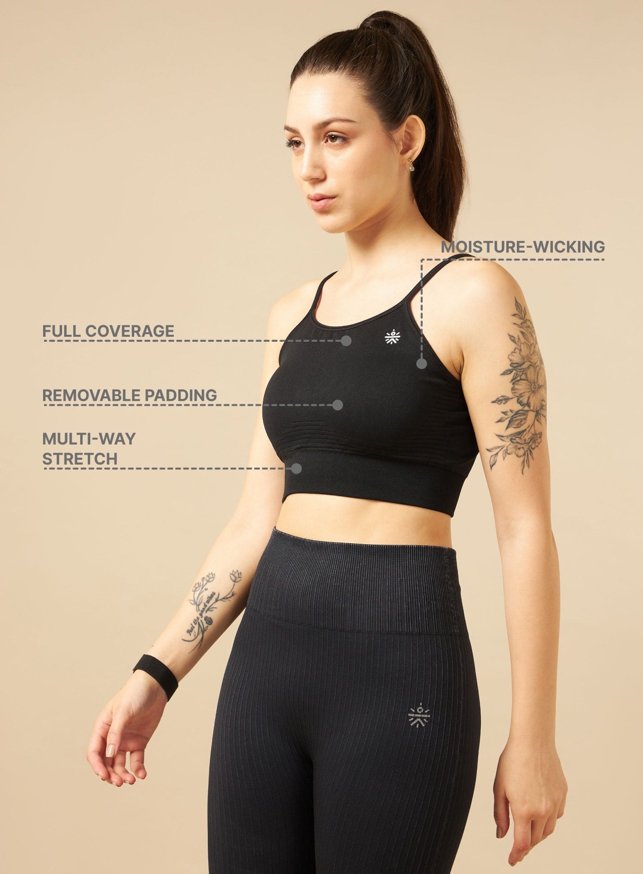 Black Seamless Medium-Support Sports Bra