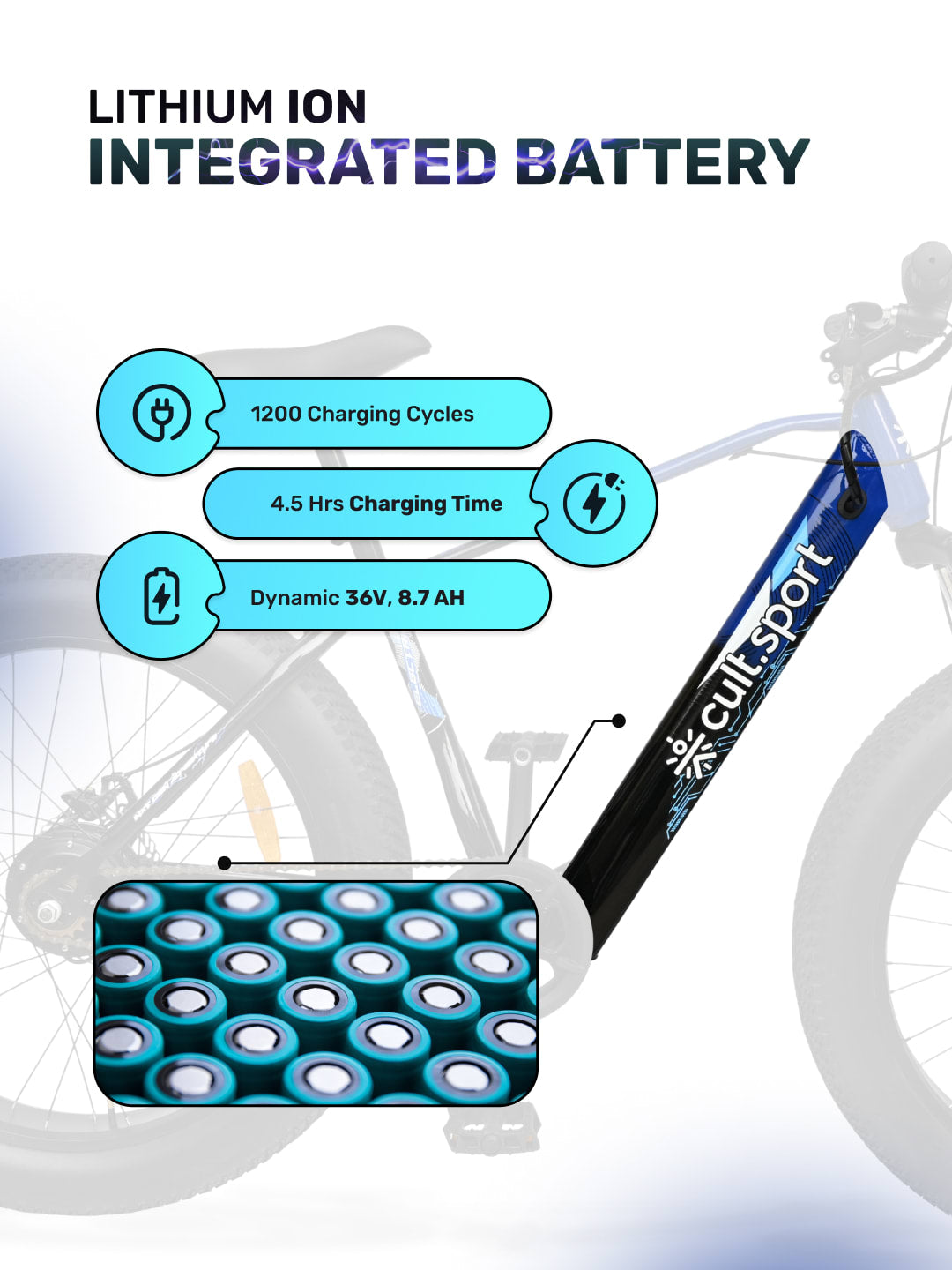 OMEGA26TBLUE with 4.5 hrs Fast Chargee , BLDC Motor 26 inches Single Speed Lithium-ion (Li-ion) Electric Cycle, Ideal for Unisex, 13+ Years