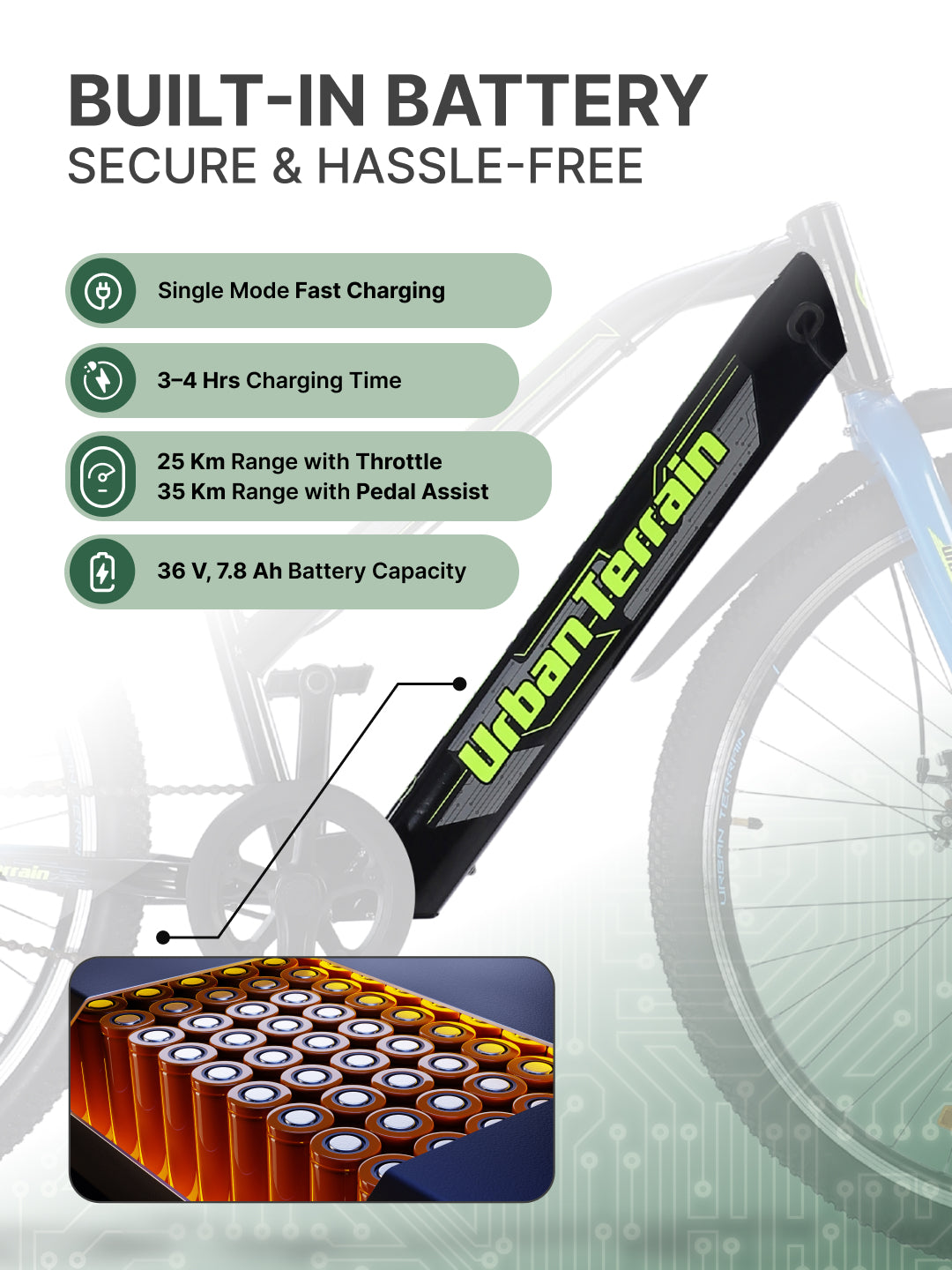 BOLTON27.5TBLACK with 4 hrs Fast Charge, Cycling Event BLDC Motor 27.5 inches Single Speed Lithium-ion (Li-ion) Electric Cycle, Ideal for Unisex, 15+ Years