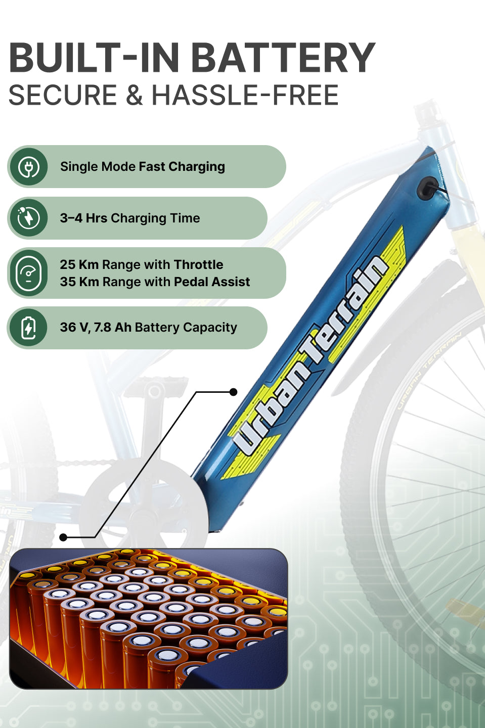 BOLTON27.5TBLUE with 4 hrs Fast Charge, Cycling Event BLDC Motor 27.5 inches Single Speed Lithium-ion (Li-ion) Electric Cycle, Ideal for Unisex, 15+ Years