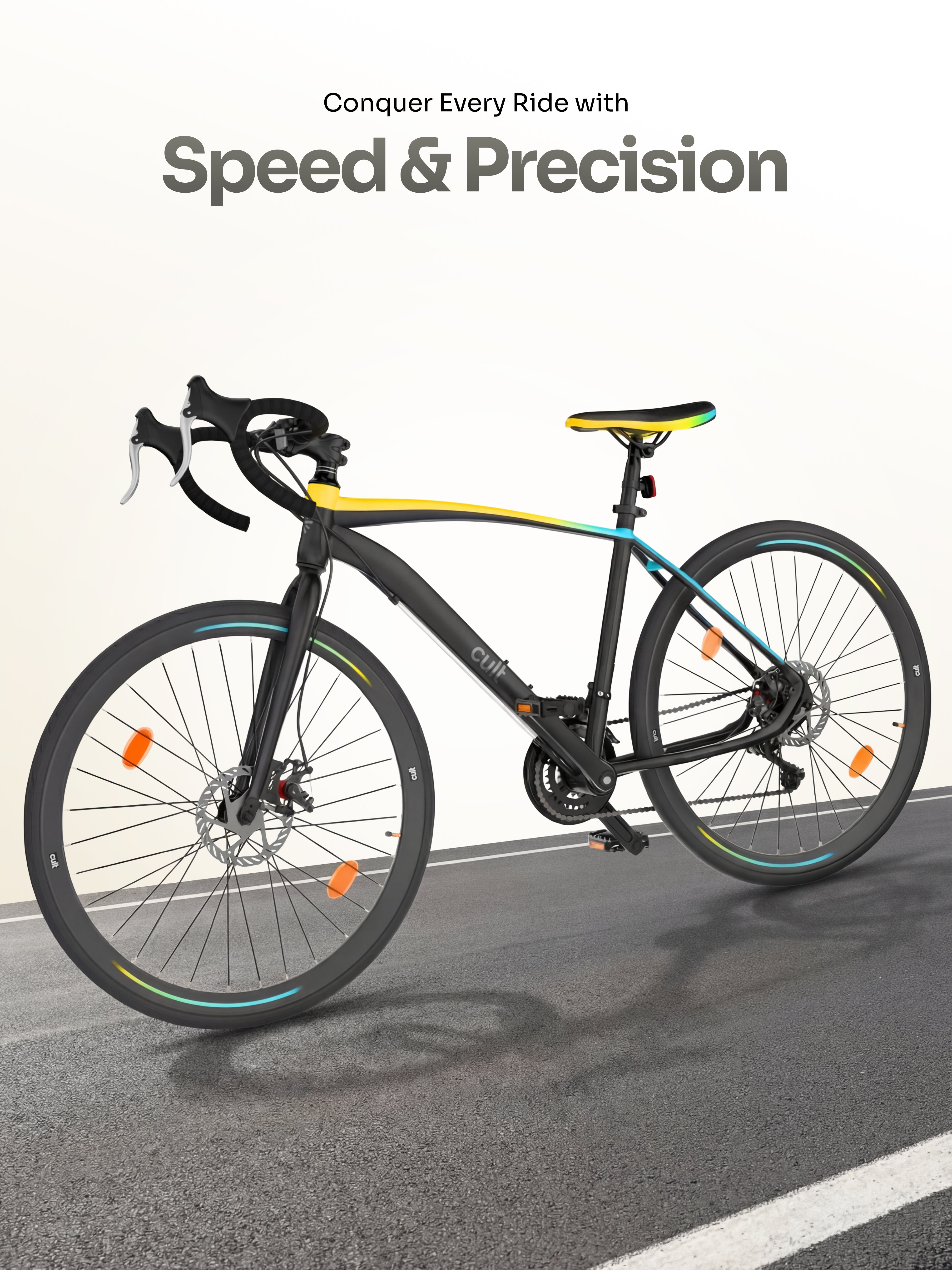 Cult Thrust 700C Road Cycle with 21 Speed Shimano Gears – Black