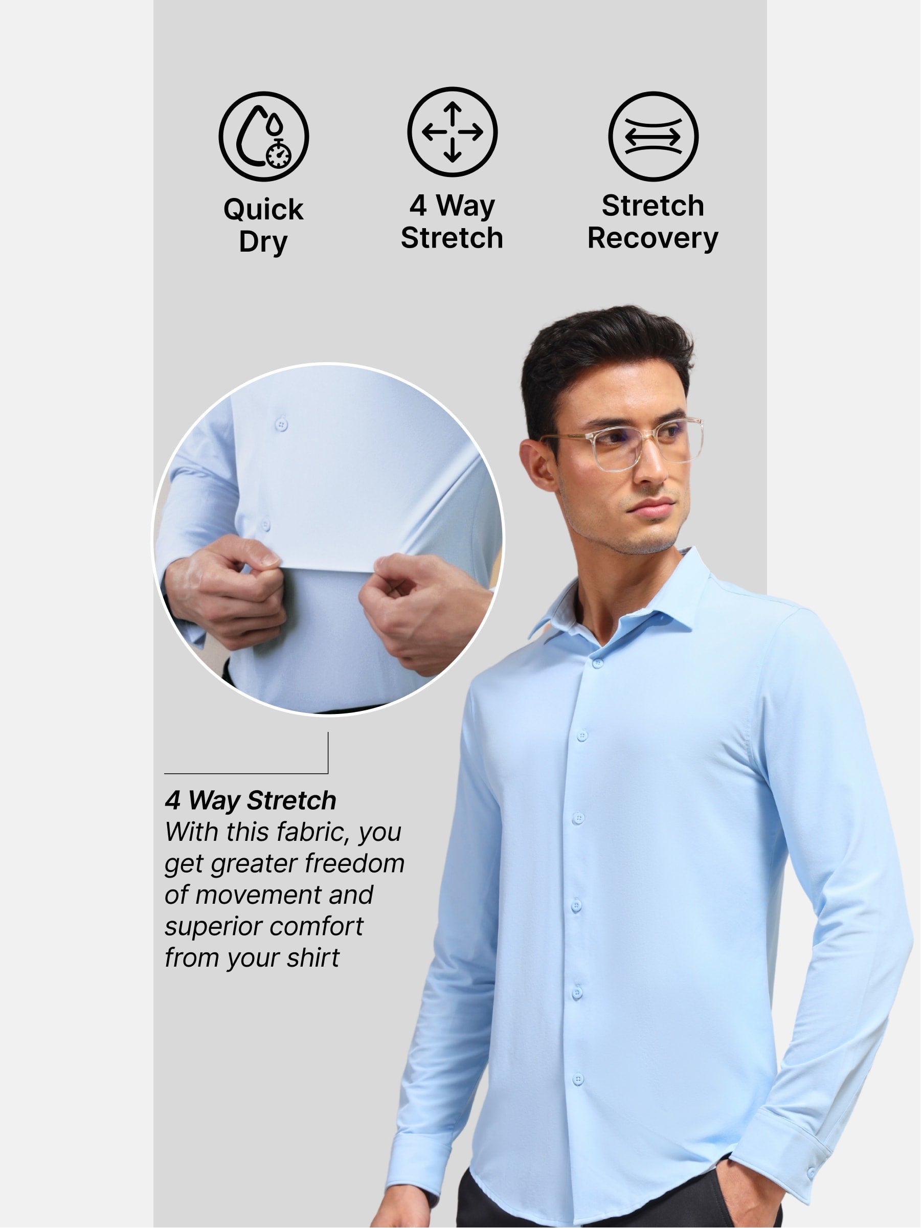 Slim Fit Spread Collar Comfort Shirt