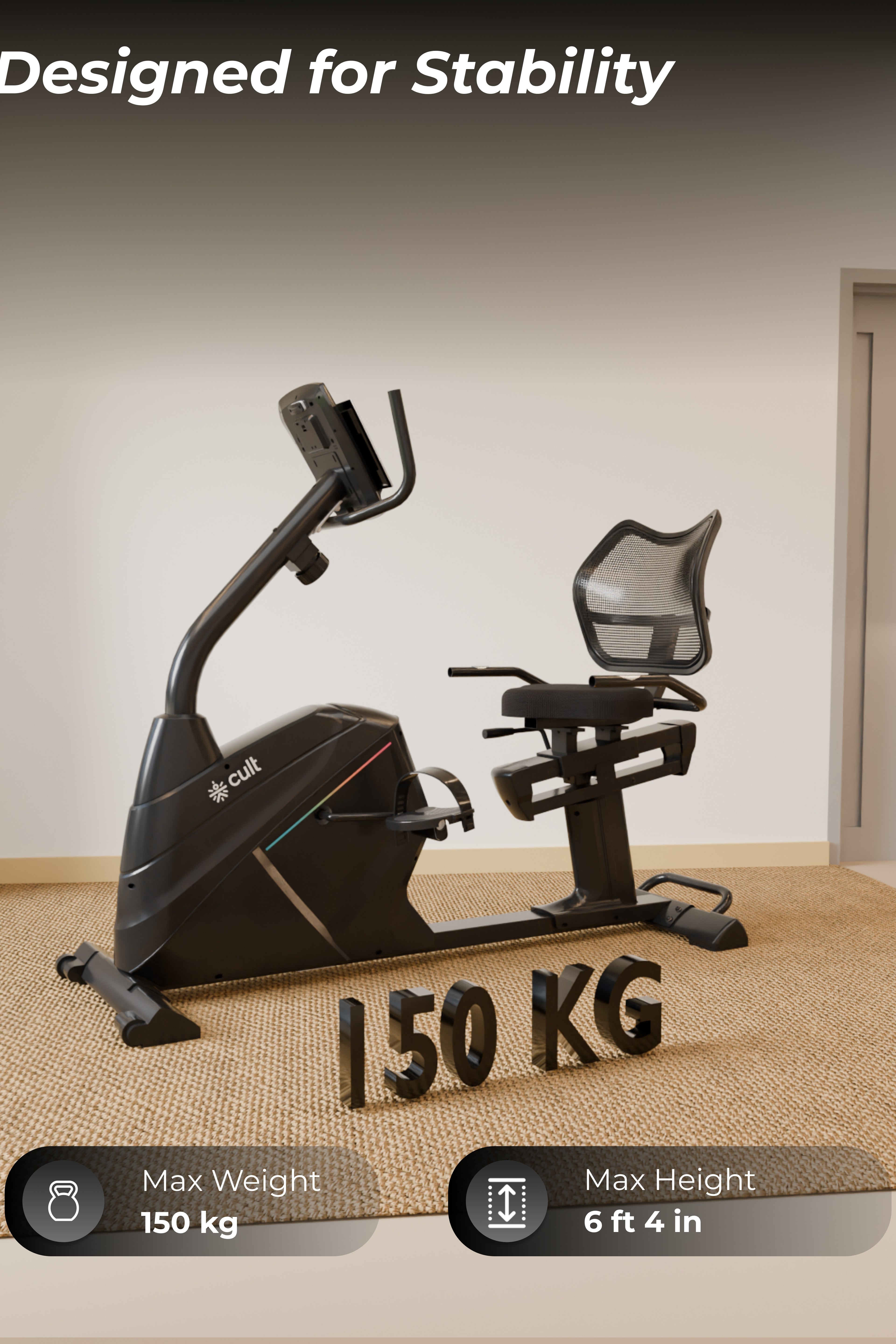 Cult SmartBikeBariPro Magnetic Recumbent Bike| 8Kg Flywheel | Max Weight: 150Kg | Home Use Recumbent Exercise Bike