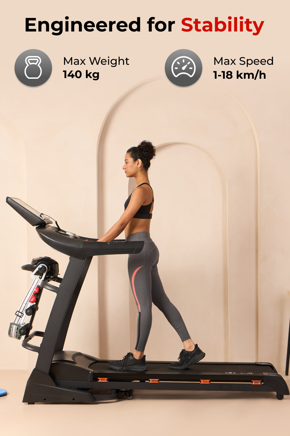 Cultrun M6 Nova 6 HP Peak Treadmill | 15-level Auto-Incline & Massager | Max Weight-140kg | Max Speed-18kmph (with 6 Months Extended Warranty)