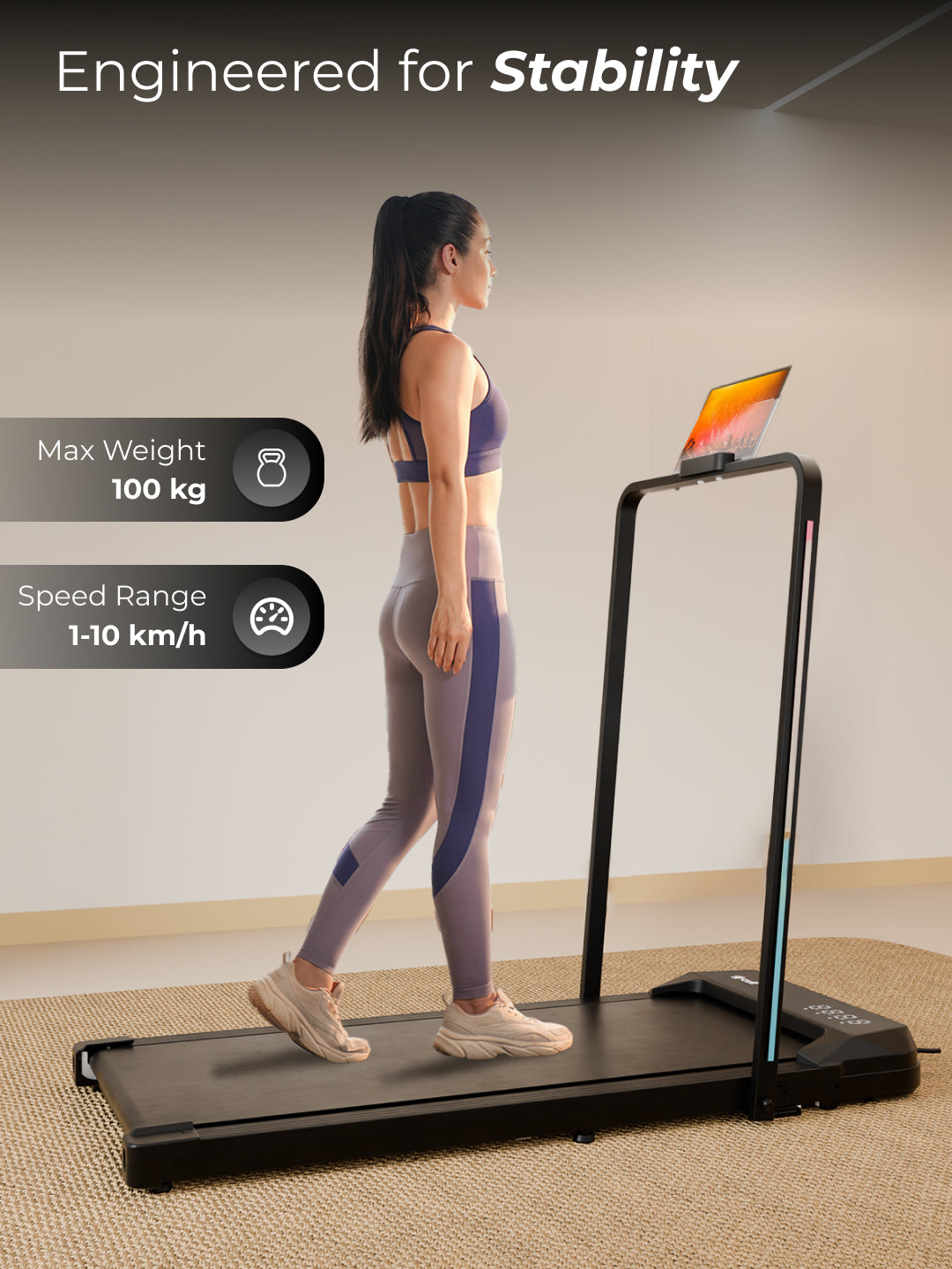 Cult Walking pad Prime 3.5HP Peak DC Motorized Treadmill | Max Speed-10kmph | Max Weight-100kg | Walking Pad for Home Use (with 6 months extended warranty)