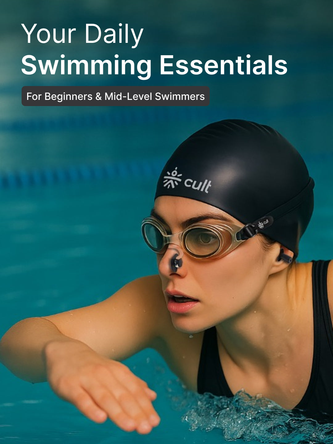 cult Swim Set with Swim cap,googles and nose plugs