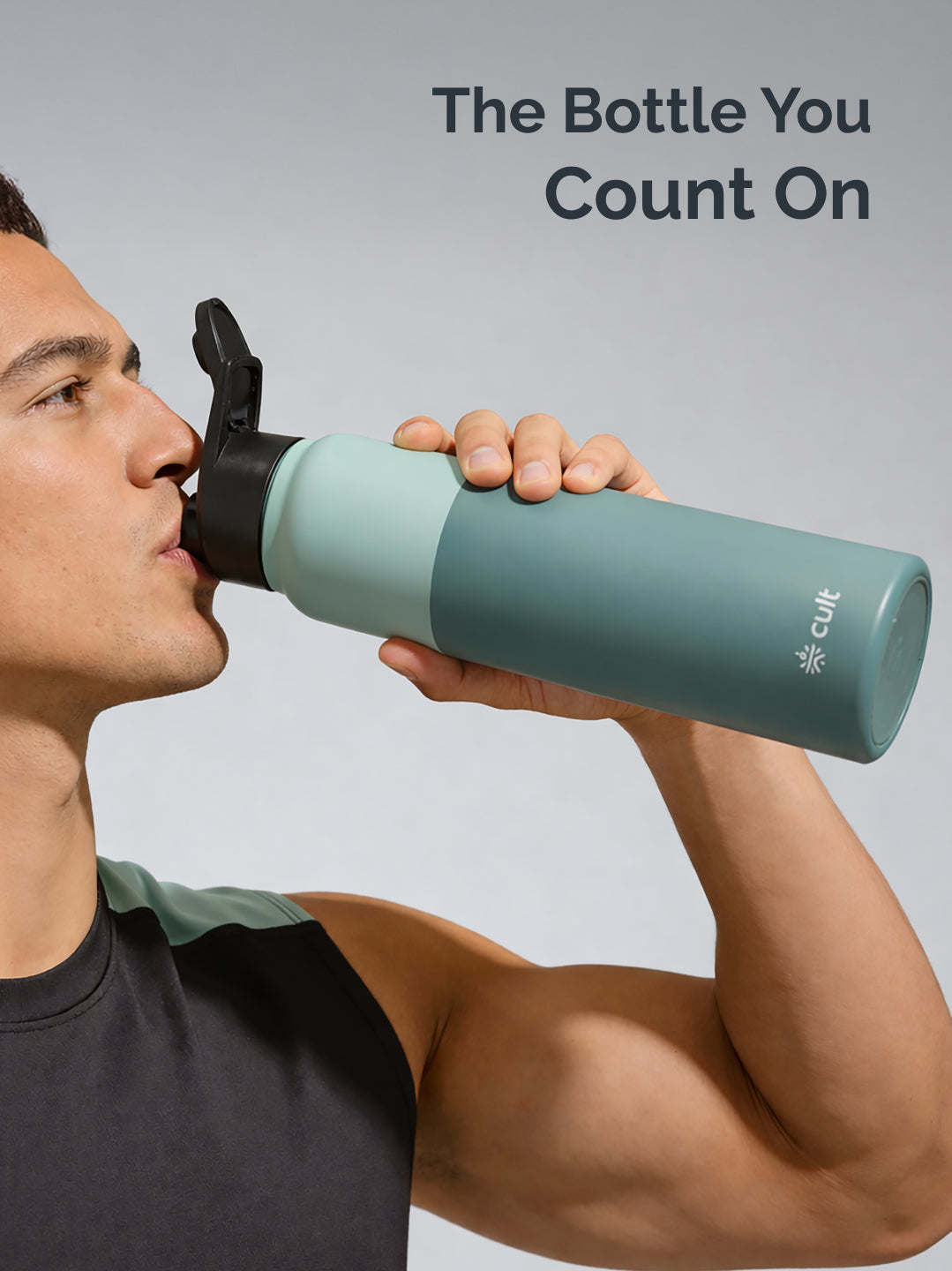 cult Steel Bottle 1Ltr With Sports Cap Dual Green