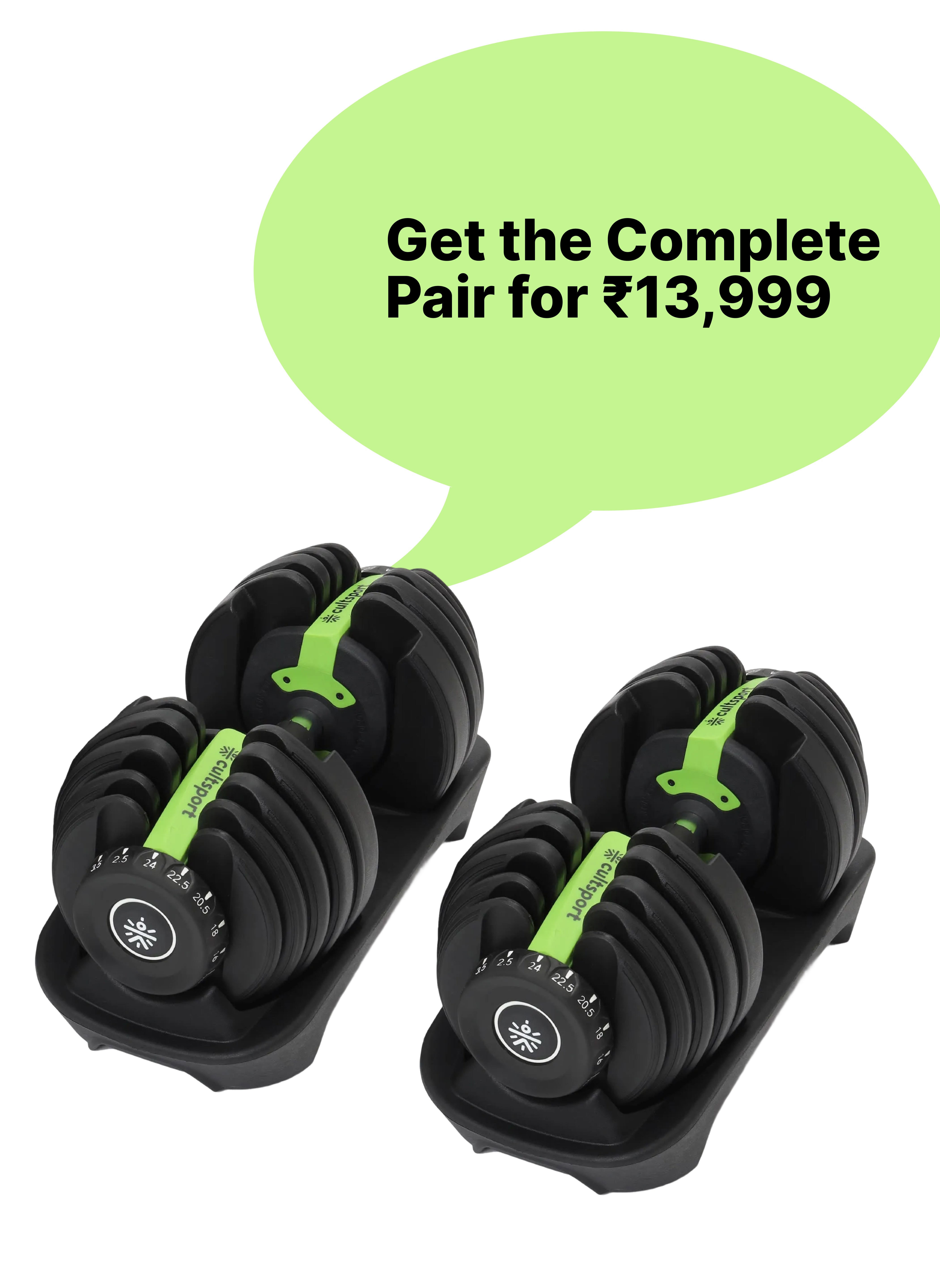 24 kg Compact Adjustable Dumbbell (2.5kg to 24kg), Easy Weight Change: 15-in-1 (1 piece) (6 Months extended Warranty only on Cultsport.com)
