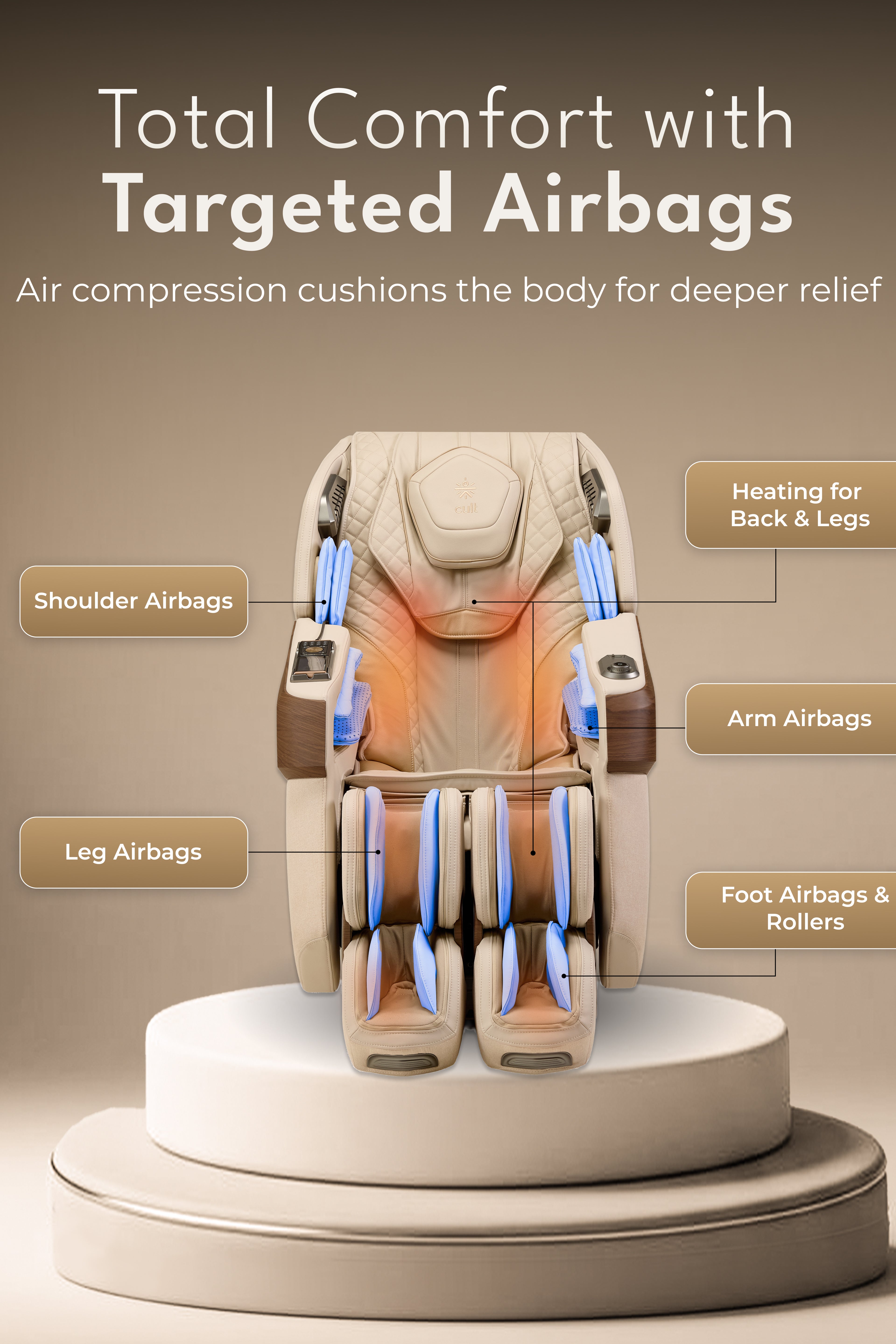 CULT Riviera Advanced 4D Massage Chair with Rovo Walking Technology | Extended SL Track | Zero Gravity | 23 Auto Modes | 6 Massage Techniques | Back & Leg Heating