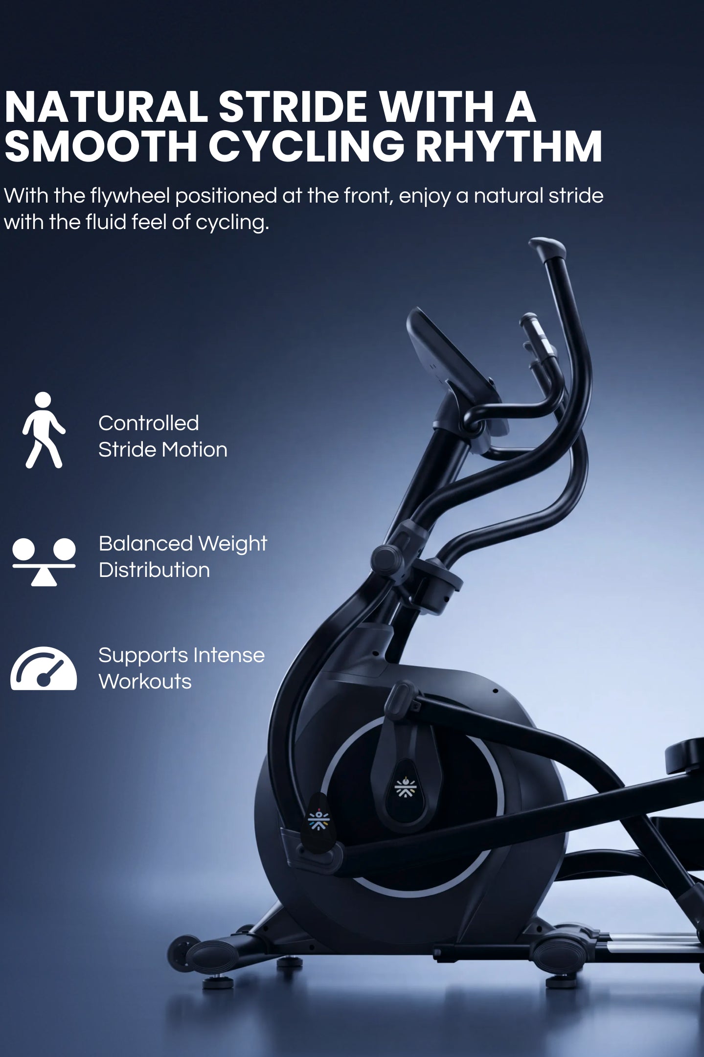 Cult Stratus Elliptical Cross Trainer for Home | 150 kg Capacity | 19.6-Inch Natural Stride | 16-Level Electronic Magnetic Resistance | LED Display
