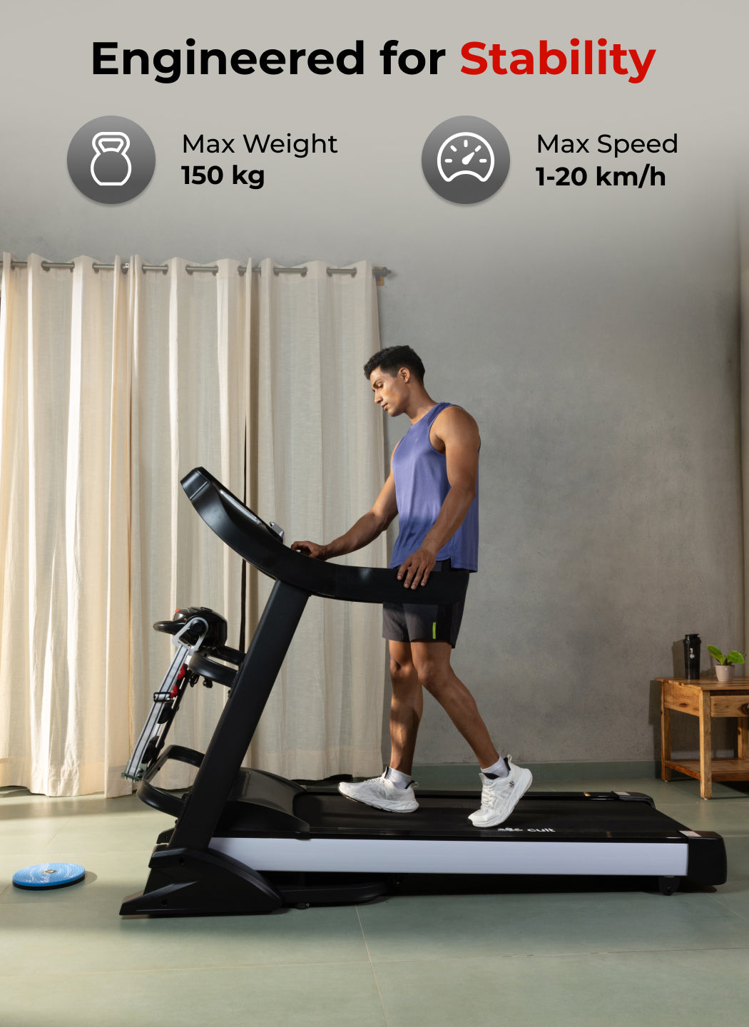 Smartrun Davie 7 HP Peak Treadmill | 15-level Auto-Incline & Massager | Max Weight-150kg | Max Speed-20kmph (with 6 Months Extended Warranty)