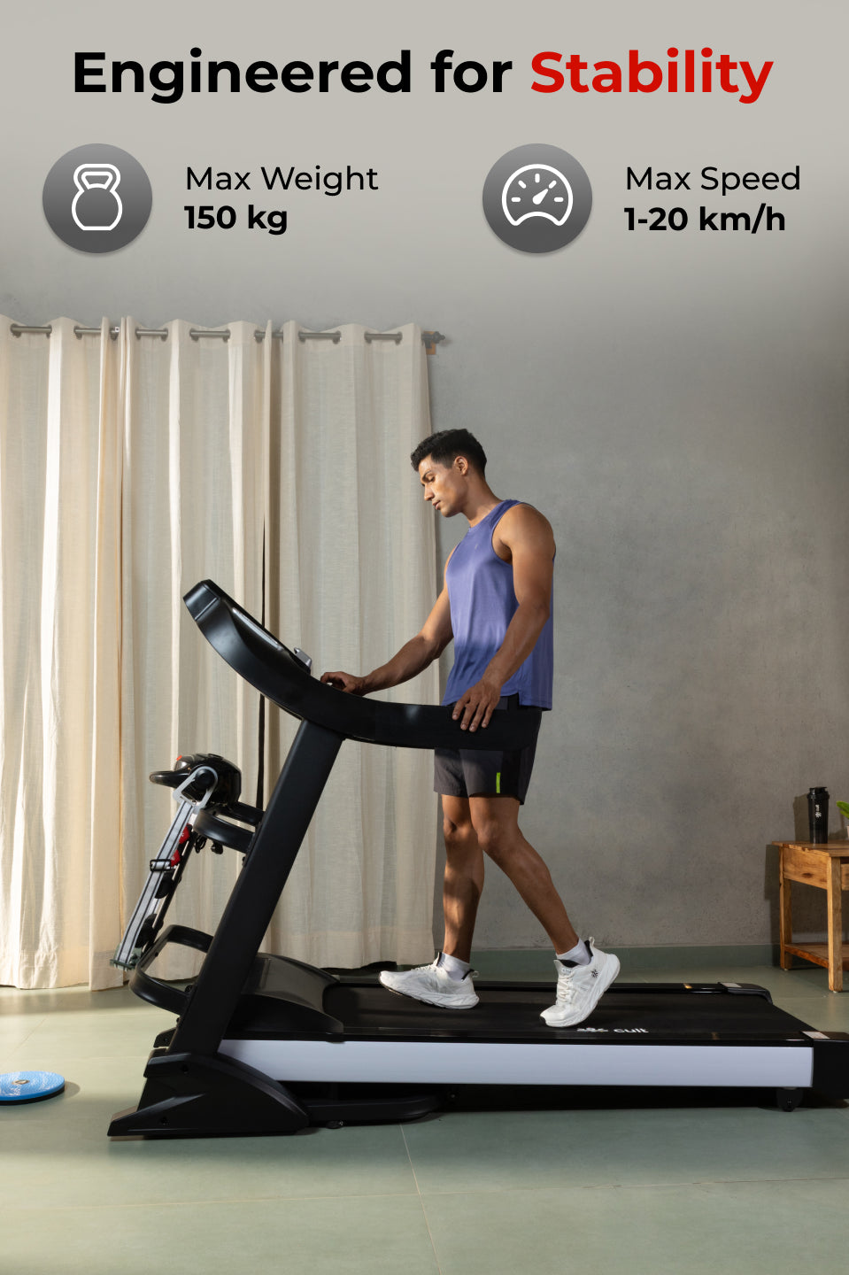 Smartrun Davie 7 HP Peak Treadmill | 15-level Auto-Incline & Massager | Max Weight-150kg | Max Speed-20kmph (with 6 Months Extended Warranty)