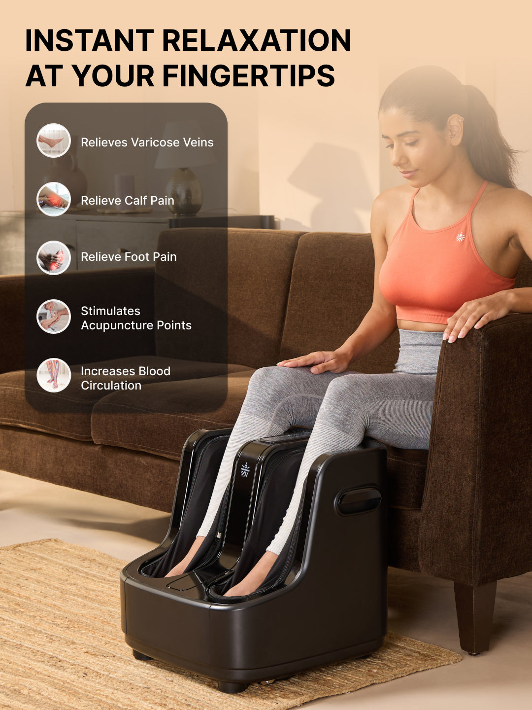 Cult Calm foot & calf Massager with Vibration & Warm Therapy, Air Compression, for Pain Relief and Relaxation