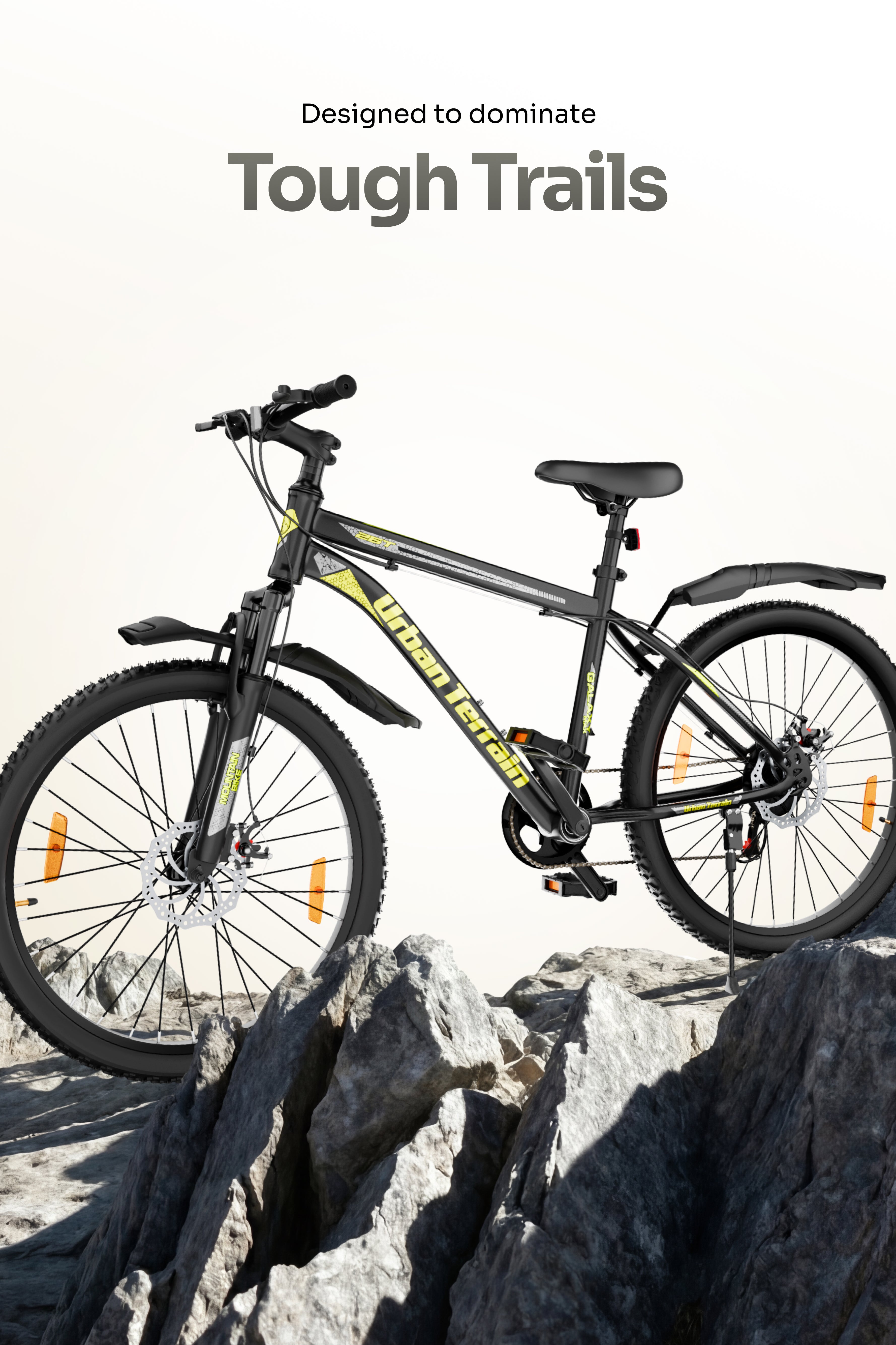 Galaxy Max Mountain Bike Steel 7 Speed Cycle 26 inch Tyre, Green With Front Suspension, Single Wall Rim and Dual Disc Brakes Ideal For 5 ft to 5.7 ft, Free Trainer Sessions and Cycling Event