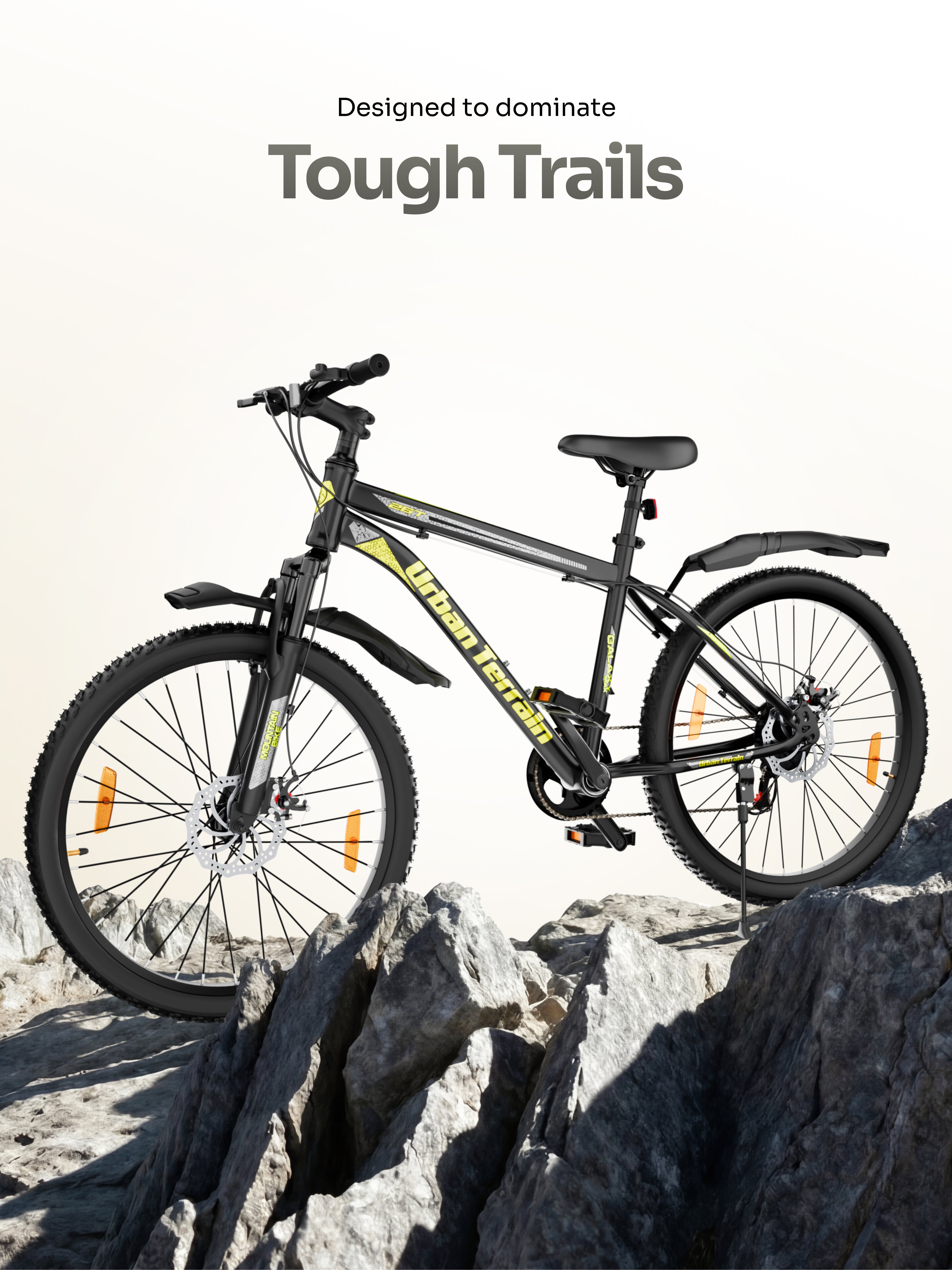 Galaxy Max Mountain Bike Steel 7 Speed Cycle 26 inch Tyre, Green With Front Suspension, Single Wall Rim and Dual Disc Brakes Ideal For 5 ft to 5.7 ft, Free Trainer Sessions and Cycling Event