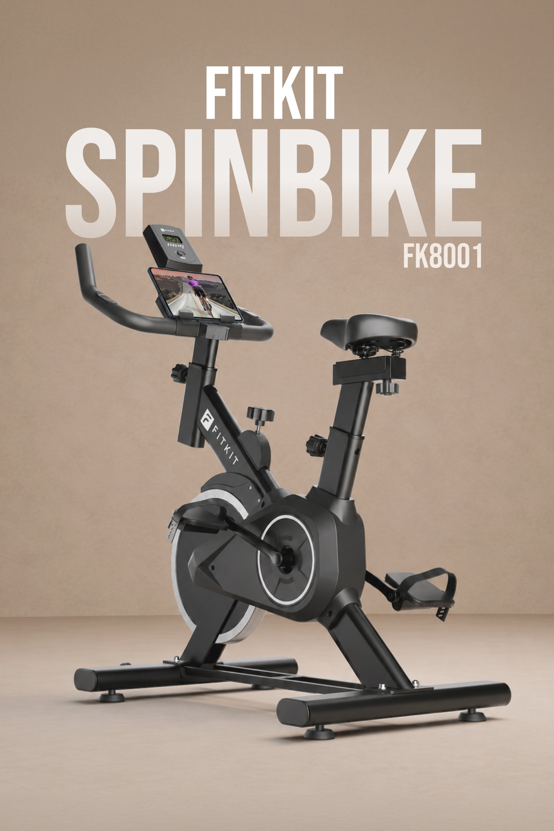 Fitkit by Cult FK8001 Spin Bike with 8Kg Flywheel, LED screen, Adjustable Brake Pad Resistance with Belt Drive System for Fitness at Home Workouts | Max Weight : 130 kg (Black)