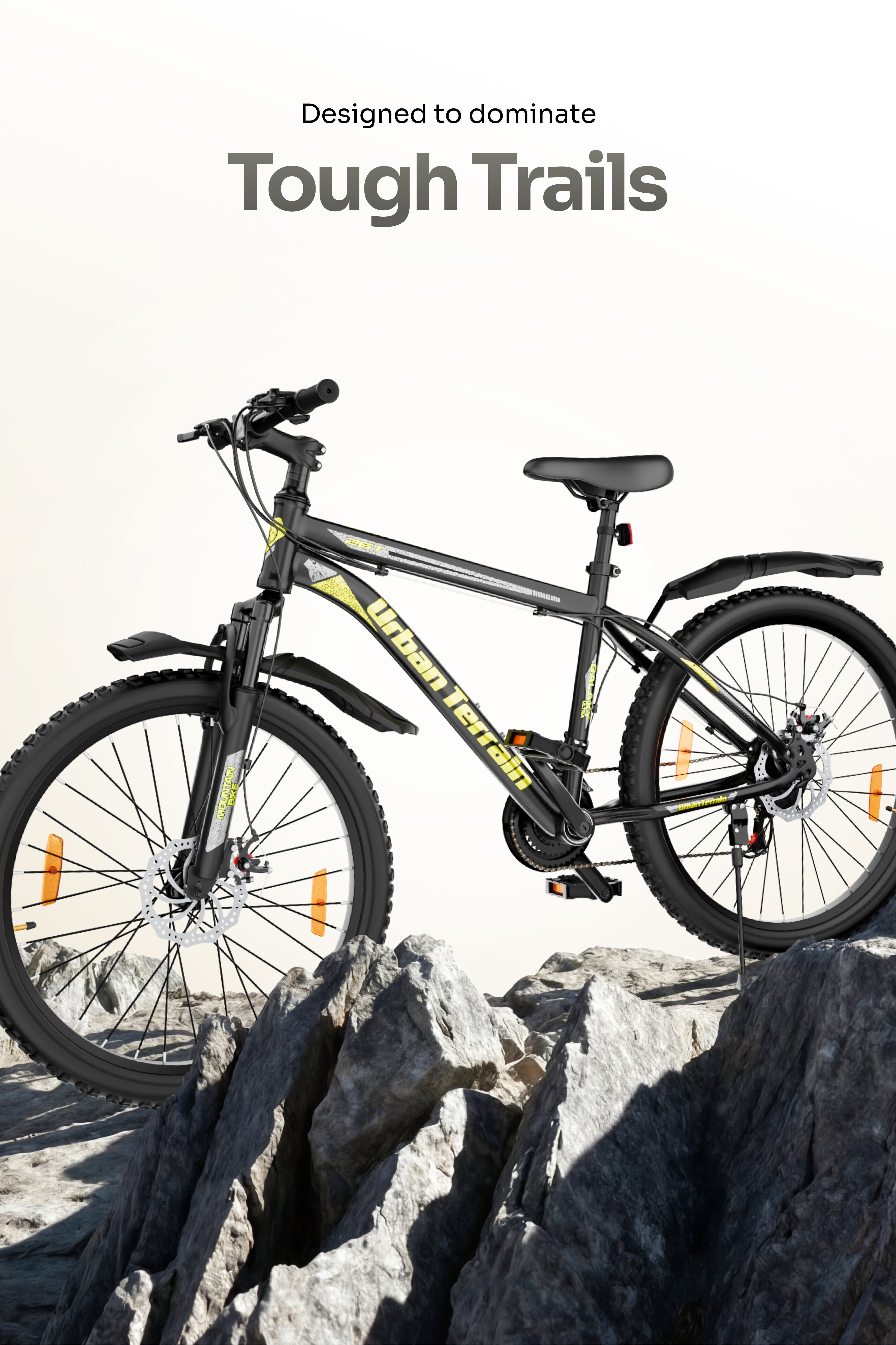 Galaxy Ultra Mountain Bike Steel 21 Speed Cycle 26 inch Tyre, Green With Front Suspension, Single Wall Rim and Dual Disc Brakes Ideal For 5 ft to 5.7 ft