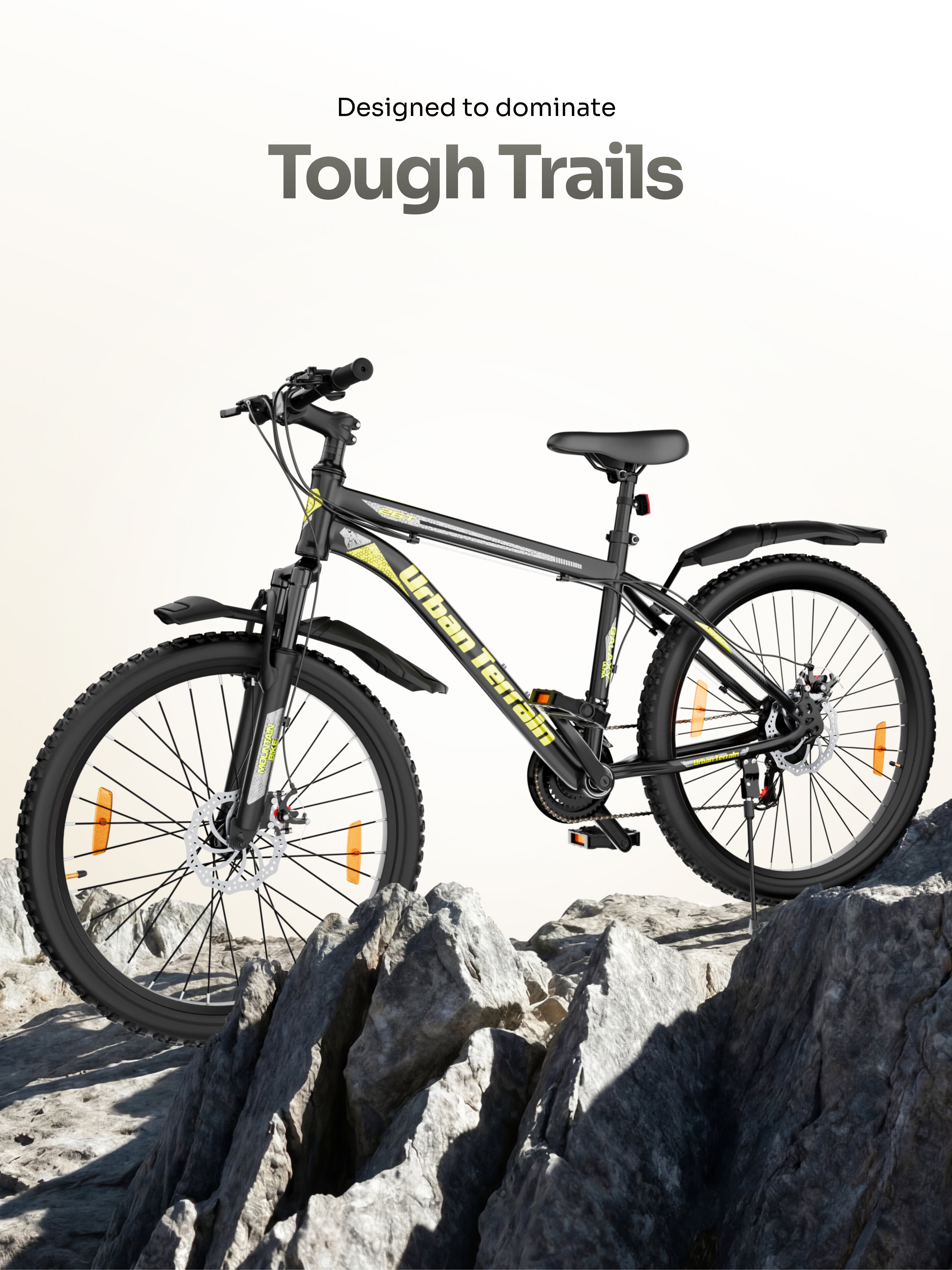 Galaxy Ultra Mountain Bike Steel 21 Speed Cycle 26 inch Tyre, Green With Front Suspension, Single Wall Rim and Dual Disc Brakes Ideal For 5 ft to 5.7 ft