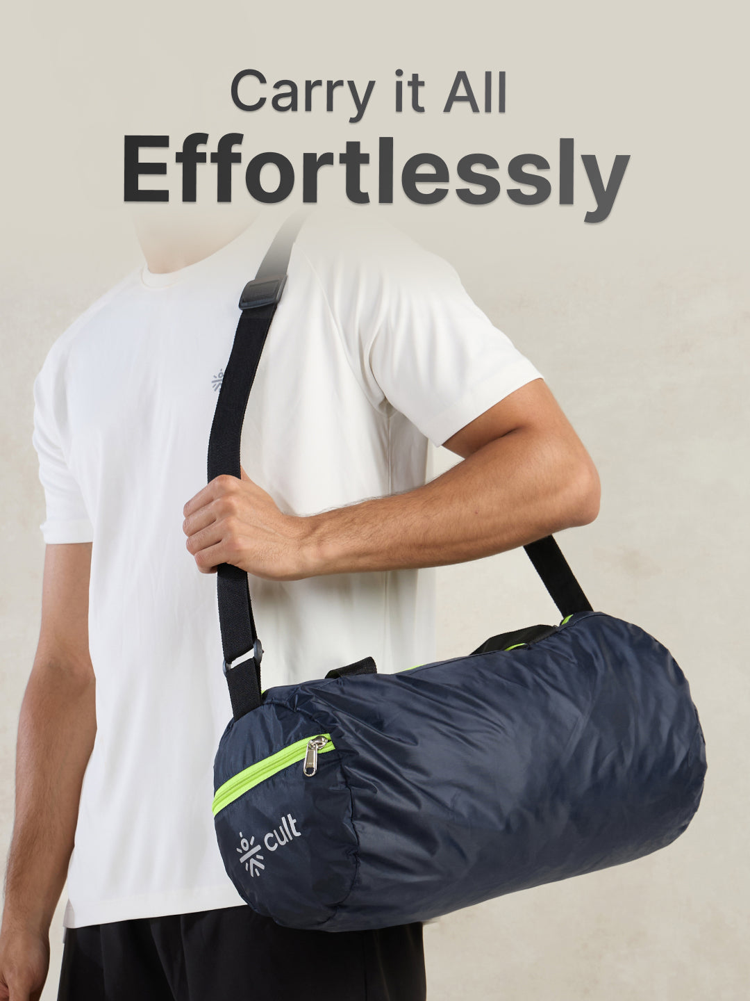 cult 20 Litre Foldable Gym/Duffle Bag for Men & Women Duffle Bag with Side Pocket & Shoulder Strap Comfortable Handle Neon