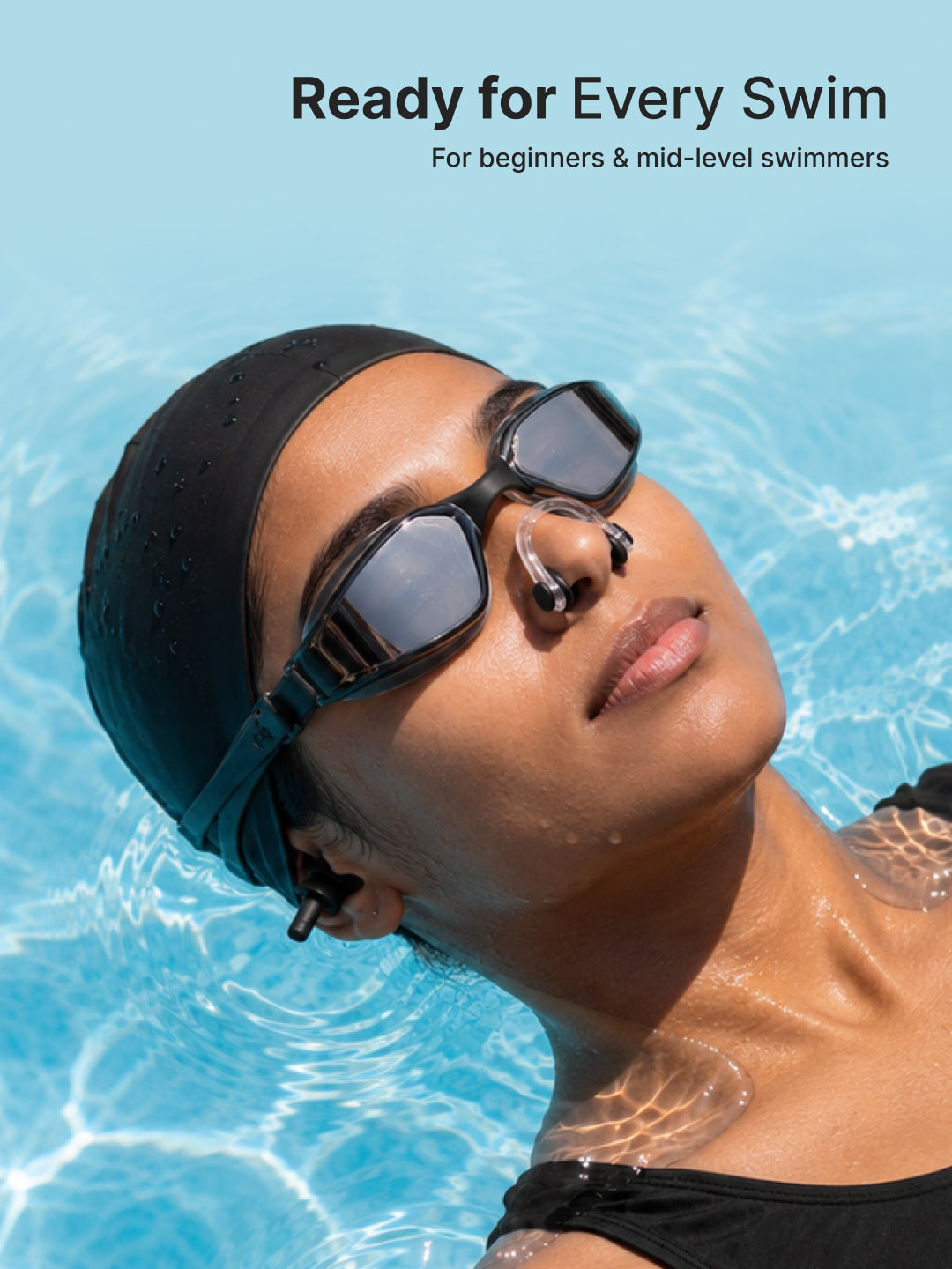 Cult Premium Swimming Kit, Anti-Fog Goggles, Silicone Swim Cap, Nose Clip, Ear Plugs & Premium Carry Box, Black