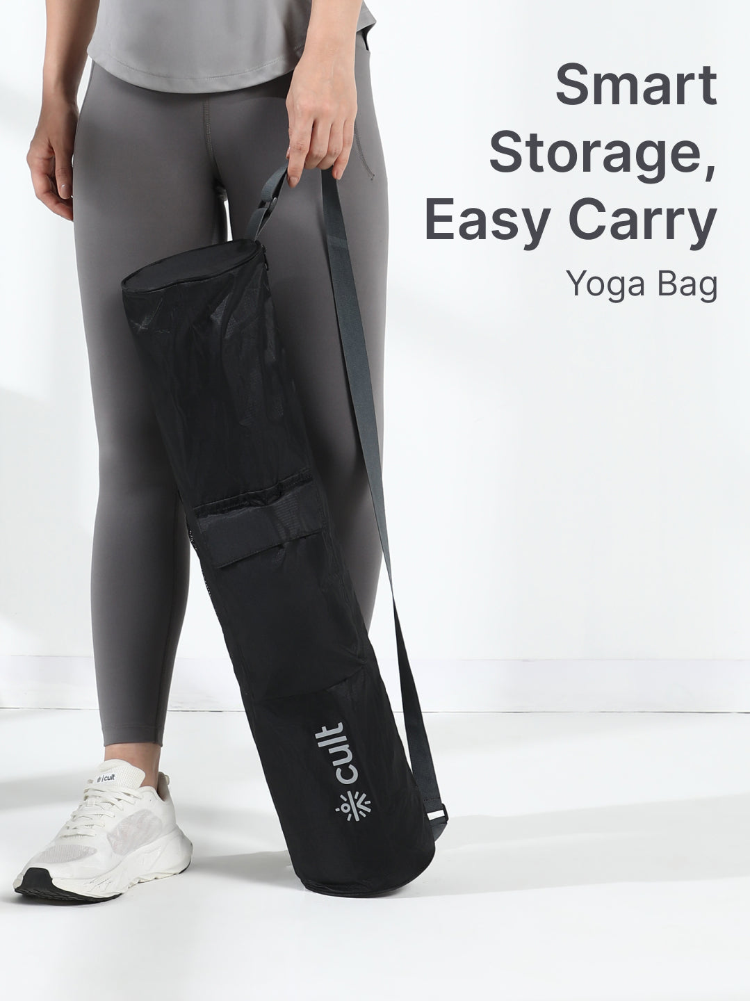 cult Yoga Mat Bag Black with Adjustable Shoulder Strap Fits Up to 6mm Mat