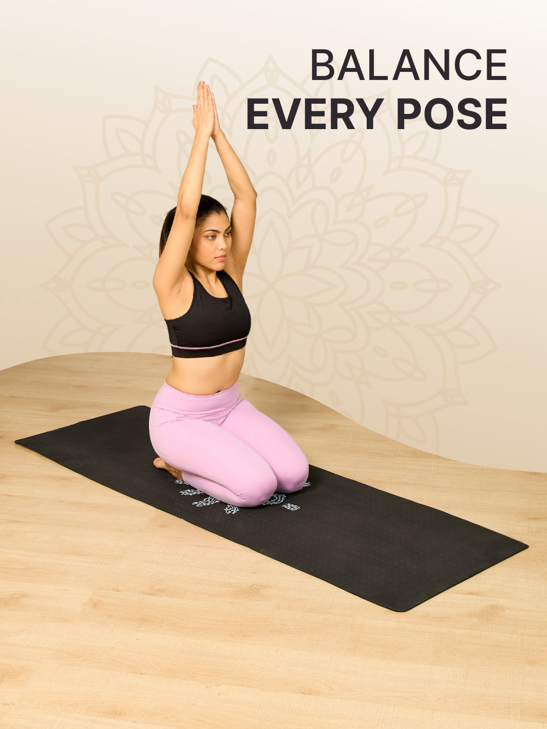 CULT TPE Yoga Mat 6mm with Carry Bag & Strap Eco-Friendly, Non-Slip, Lightweight & Durable Exercise Mat for Yoga, Pilates, Meditation & Home Workouts Black