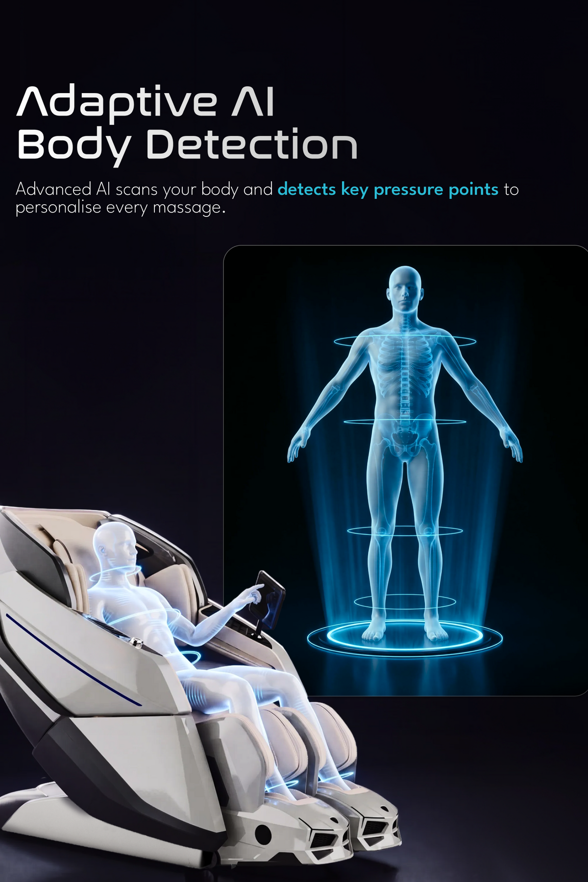 Cult Tranquil Massage Chair | Adaptive AI Body Detection | Zero Gravity Recline & Thai Stretch | Movable Armrest with Rovo Walking Technology | HD Touch Display | 3D + 4D Full Body Massage Chair