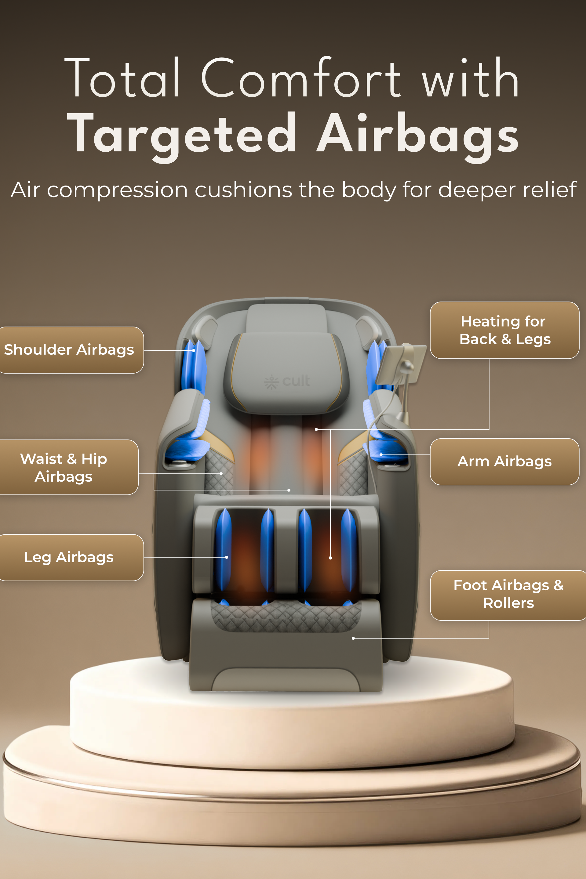 Cult LUXE Massage Chair | Zero Gravity with AI Voice & Bluetooth | 3D Experience | Smart Dial & 18 Preset Programs | Smart Touch Screen