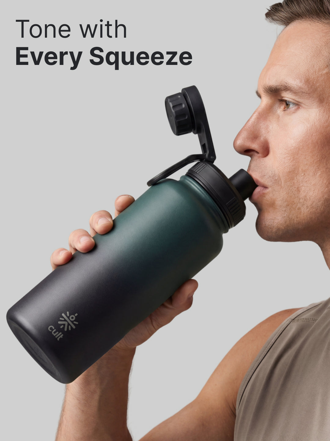 Cult 1L Bottle Steel with Sports Cap Dual Green