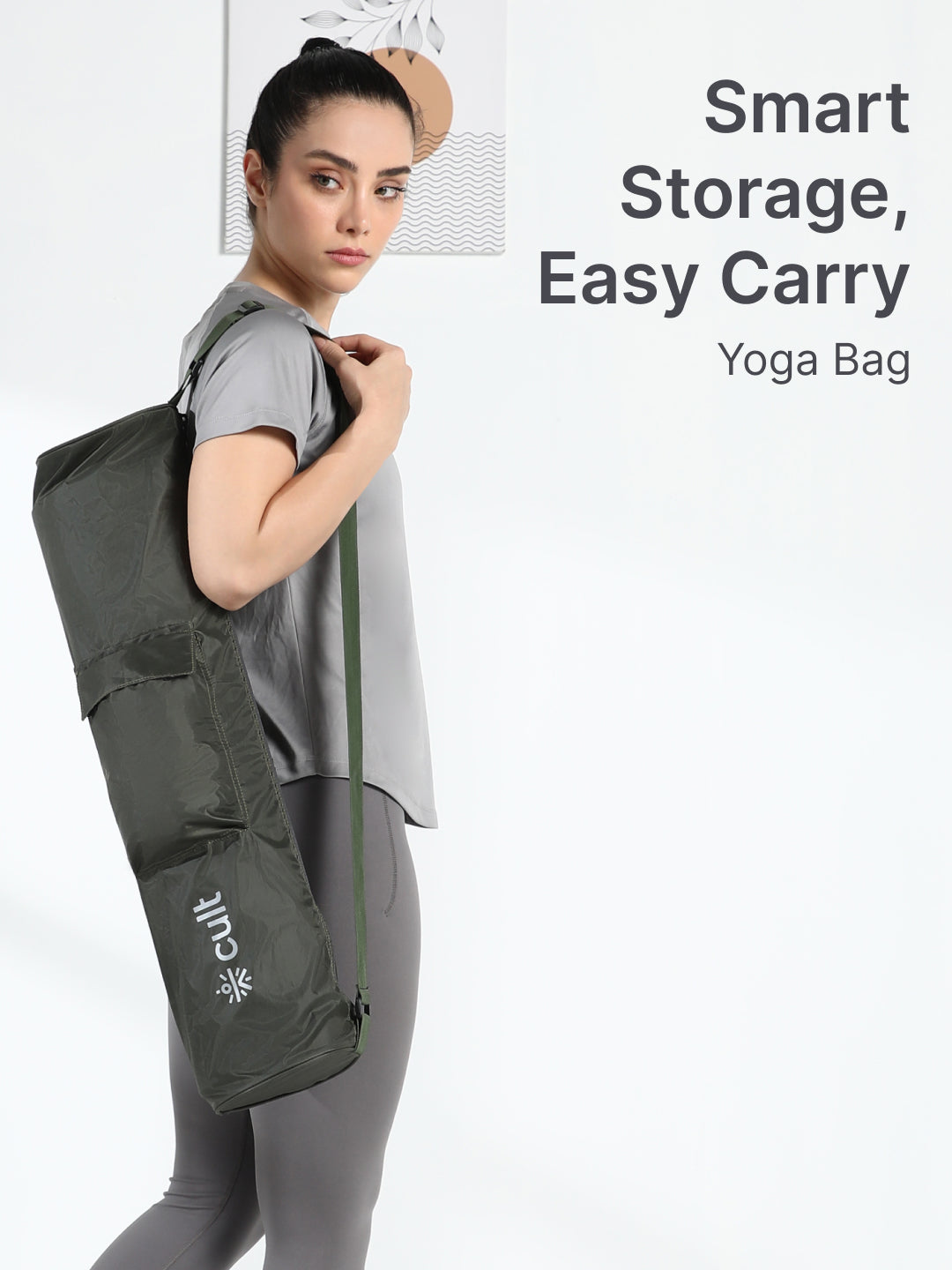 cult Yoga Mat Bag Olive with Adjustable Shoulder Strap Fits Up to 6mm Mat