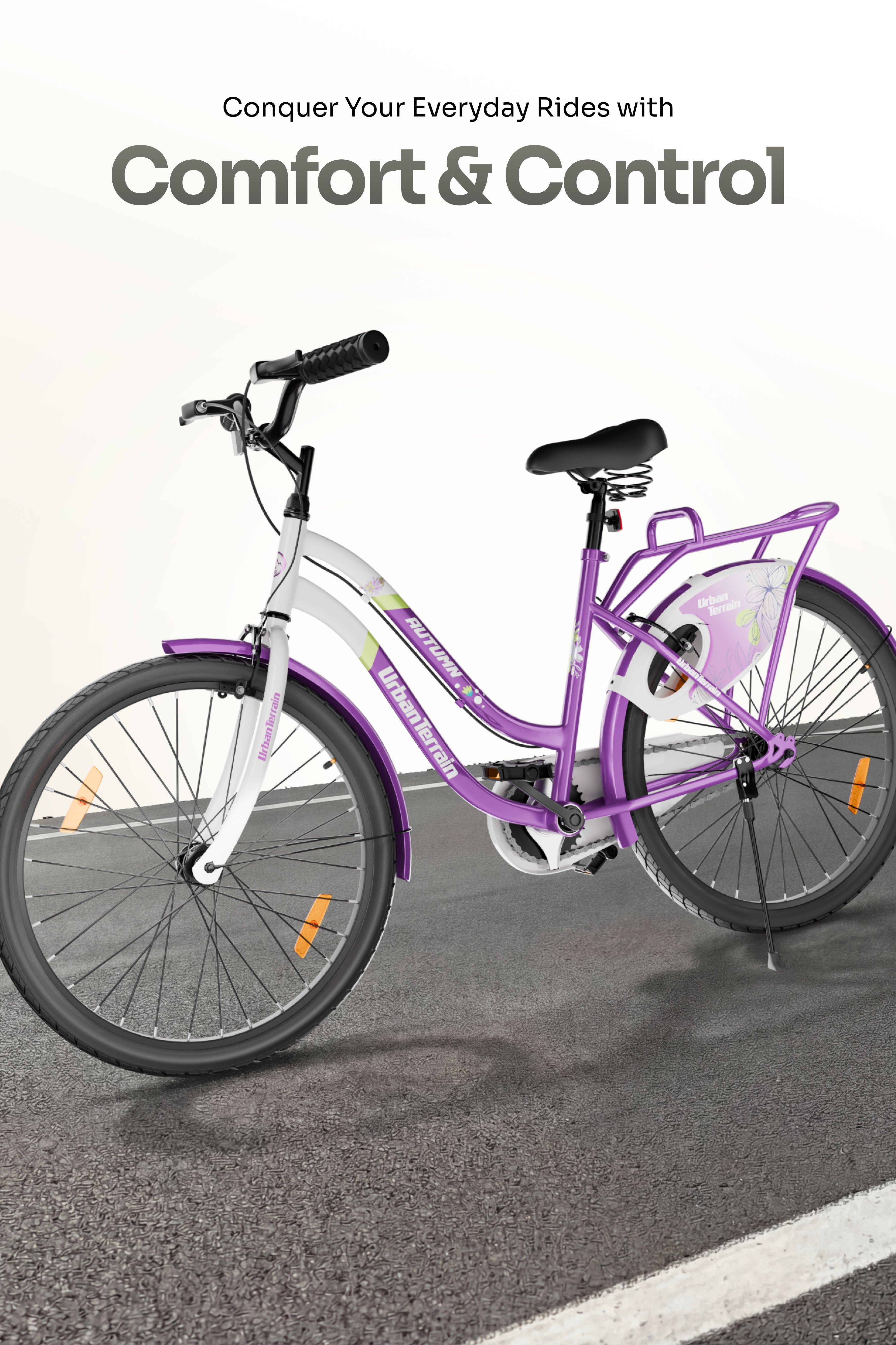 Autumn Women Cycle Steel 26 inch Tyre Single Speed With Single Wall Rim, Caliper Brakes and Rigid Fork, Voilet