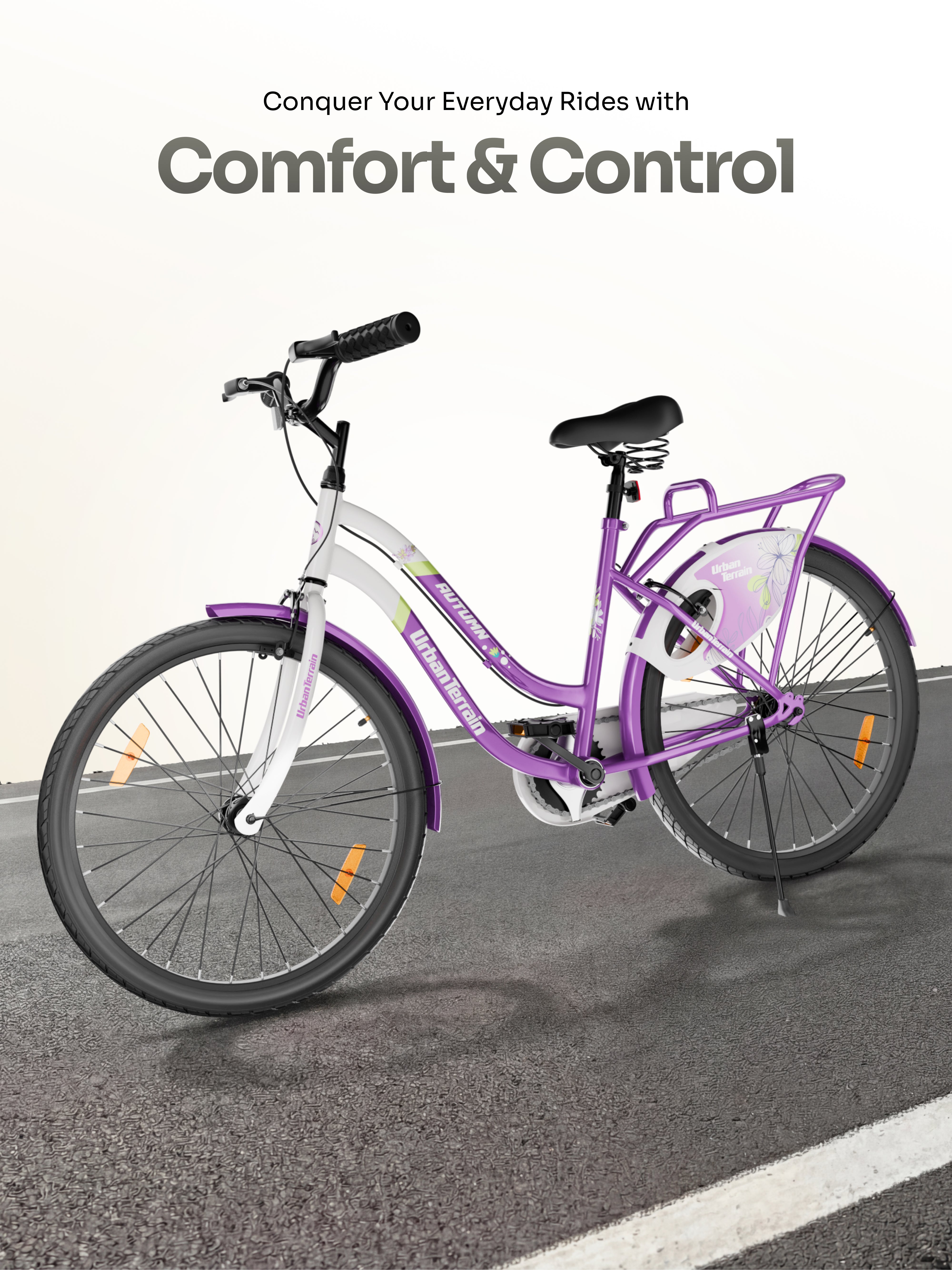 Autumn Women Cycle Steel 26 inch Tyre Single Speed With Single Wall Rim, Caliper Brakes and Rigid Fork, Voilet