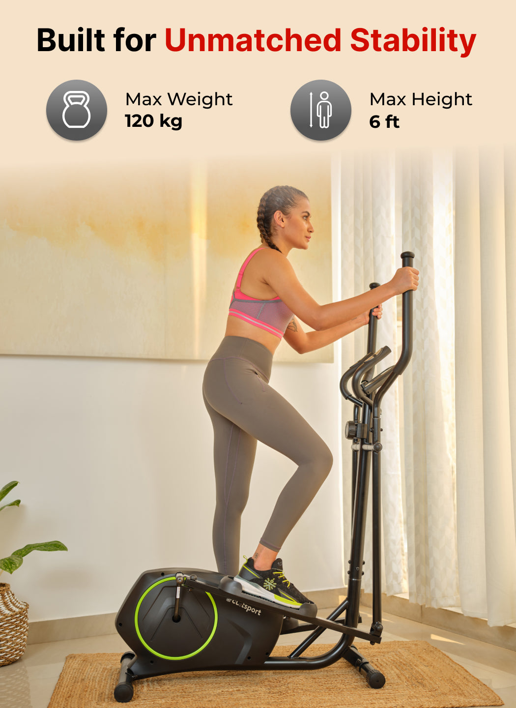 Smartcross B1 Elliptical Cross Trainer with 2kg Flywheel | Max Weight-120kg | 8 Level Magnetic Resistance (with 6 months extended warranty)