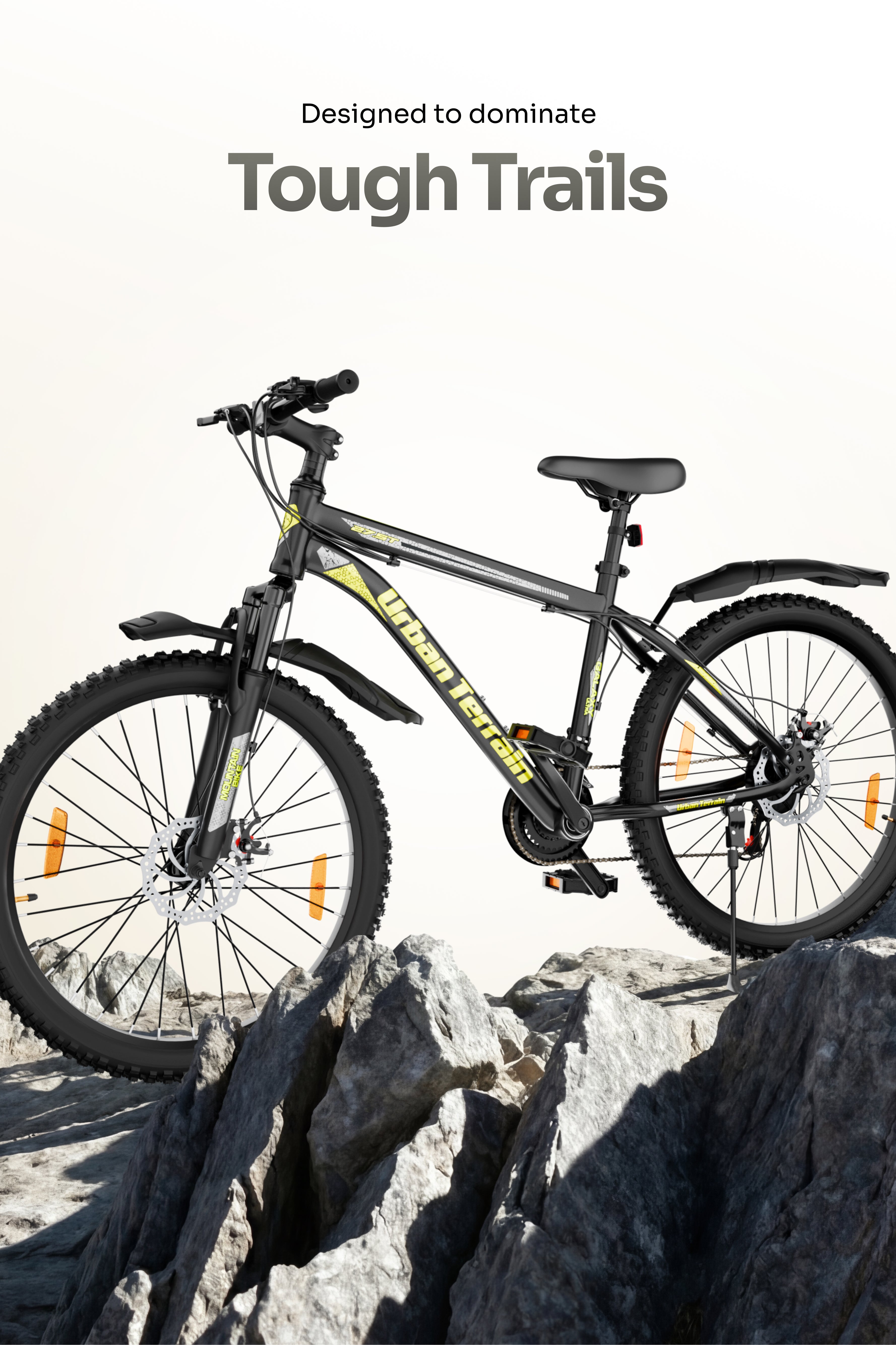 Galaxy Ultra Mountain Bike Steel 21 Speed Cycle 27.5 inch Tyre, Green With Front Suspension, Single Wall Rim and Dual Disc Brakes Ideal For 5.2 ft