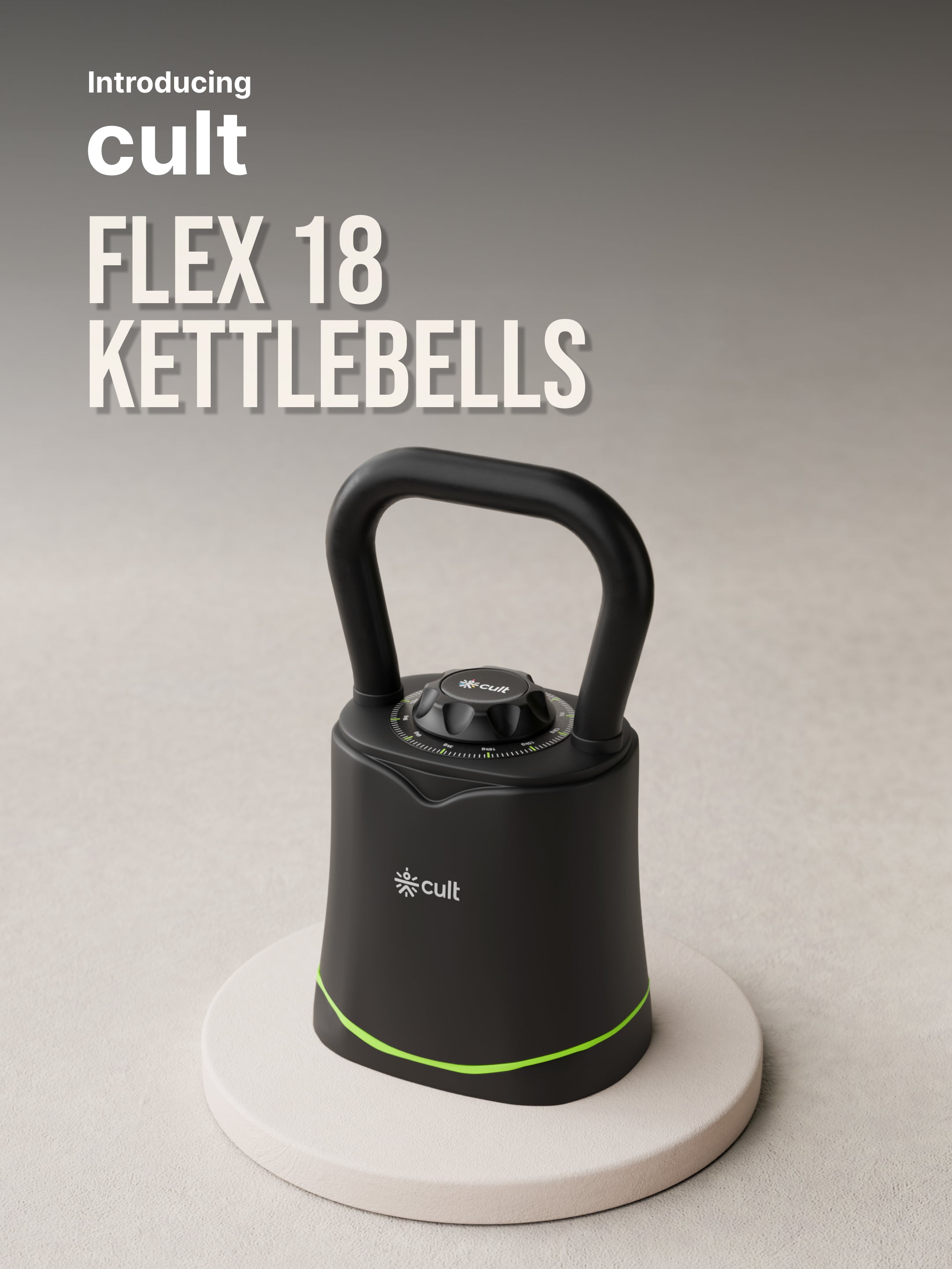 Cult Adjustable Kettlebell 18 Kg | 6-in-1 Weight Settings: 3-18 Kg | Wide Handle & Stable Base | Compact Strength Training Equipment for Home Gym