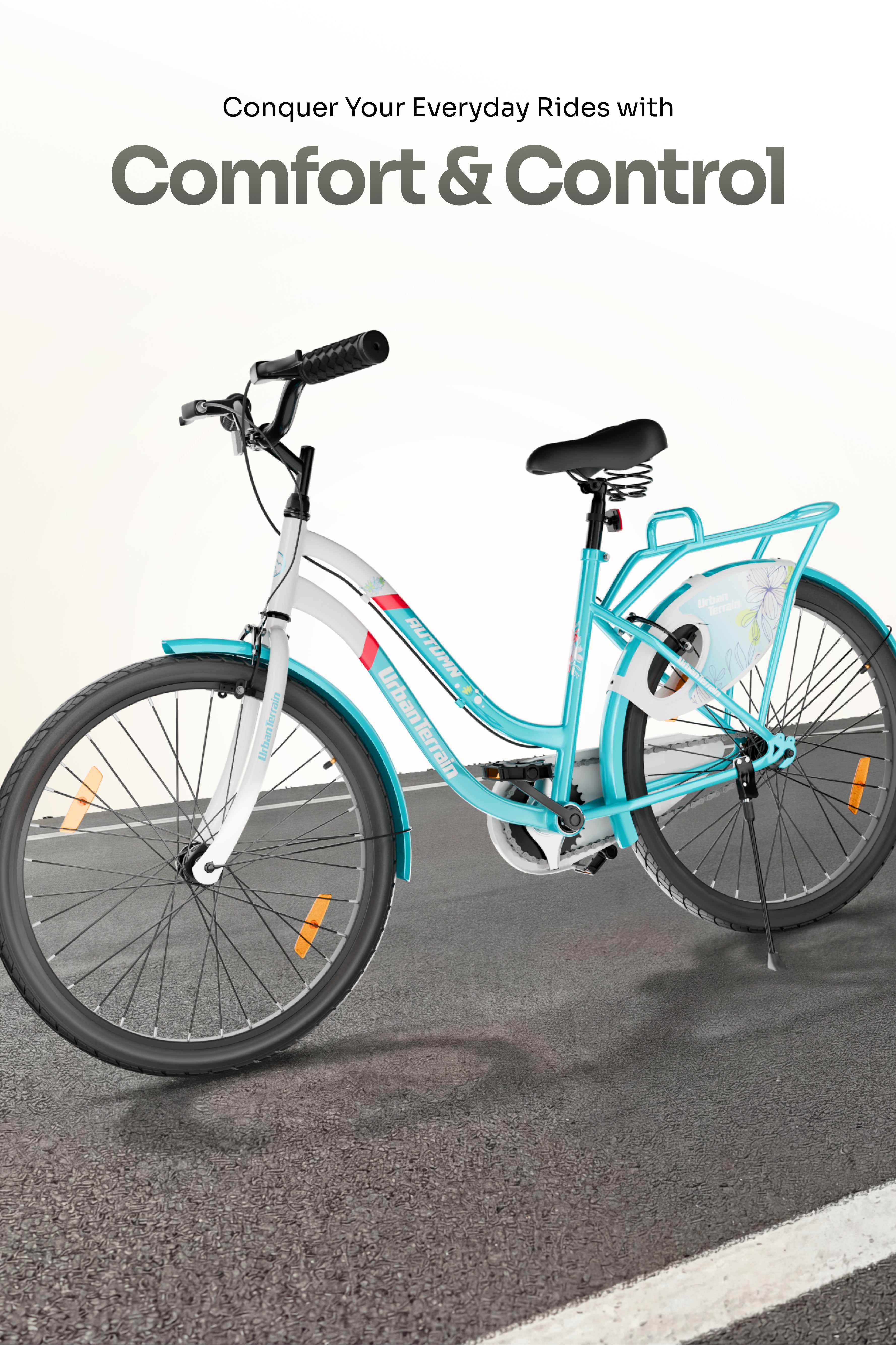 Autumn Women Cycle Steel 26 inch Tyre Single Speed With Single Wall Rim, Caliper Brakes and Rigid Fork, Blue