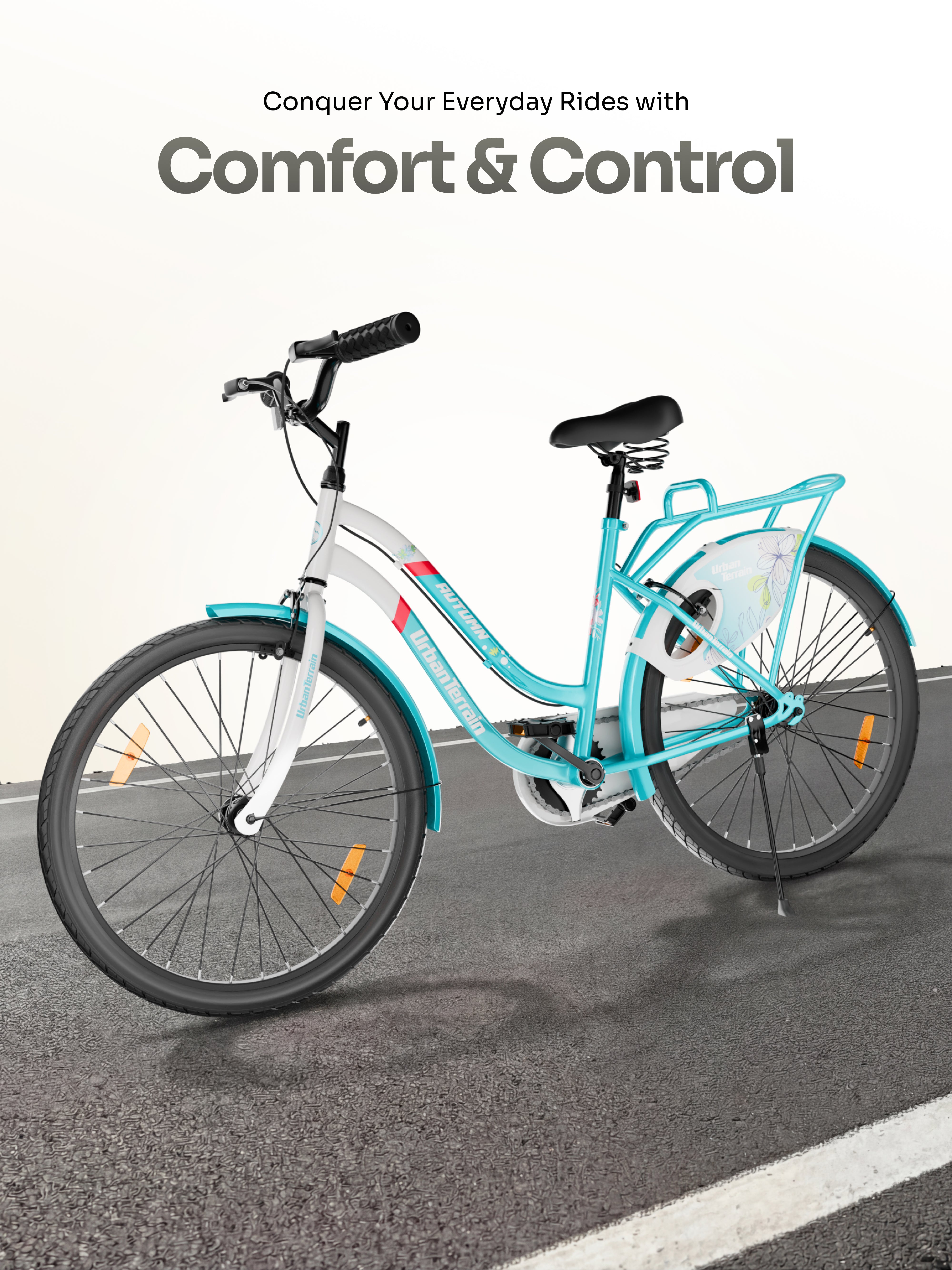 Autumn Women Cycle Steel 26 inch Tyre Single Speed With Single Wall Rim, Caliper Brakes and Rigid Fork, Blue