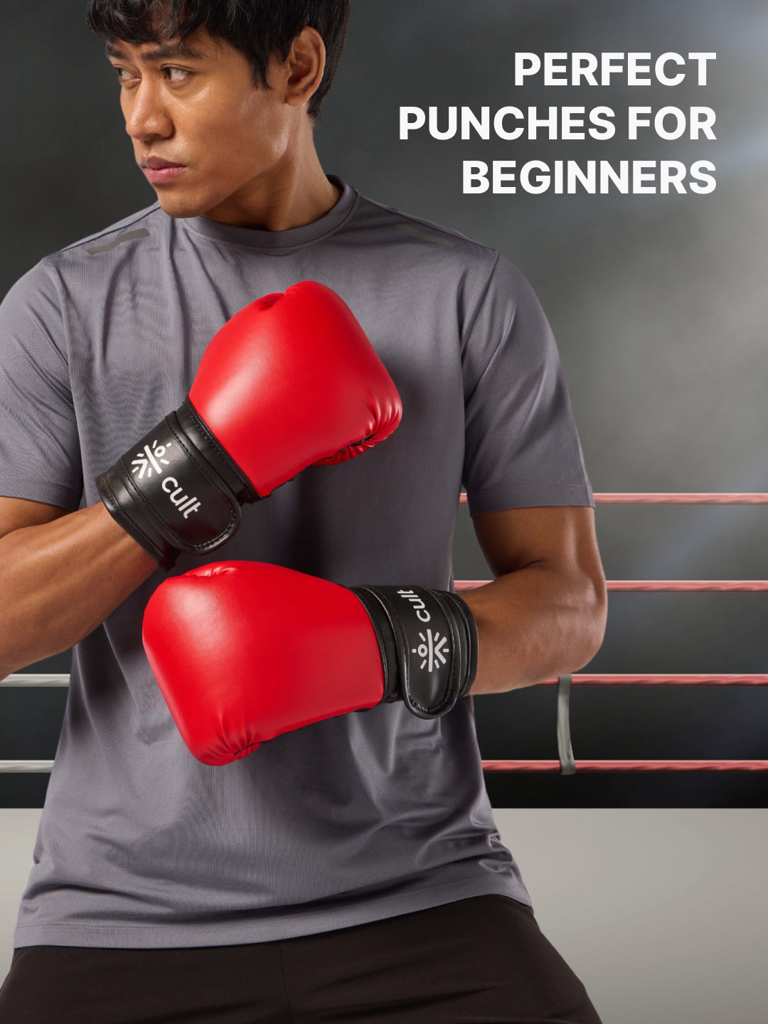 cult Neo PU Boxing Gloves for Men & Women Foam Padding Thickness 25mm Punching Bag Gloves for Boxing, Training, Kickboxing, Muay Thai, MMA Red and Black