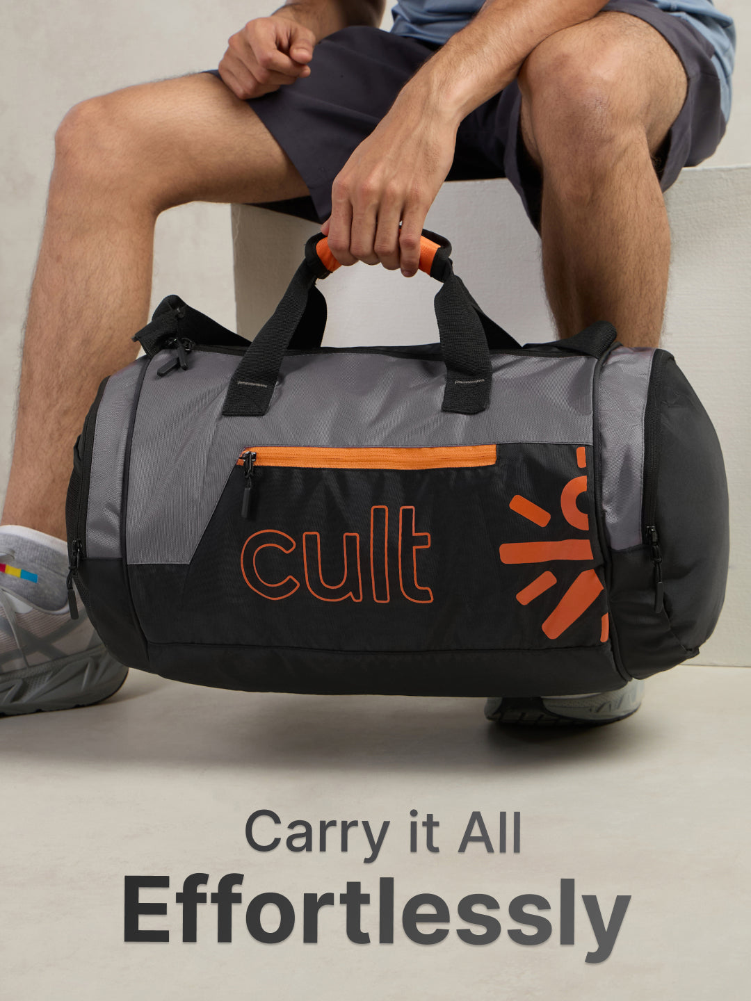 Cult Unisex Grey Duffle Bag with Shoe Compartment