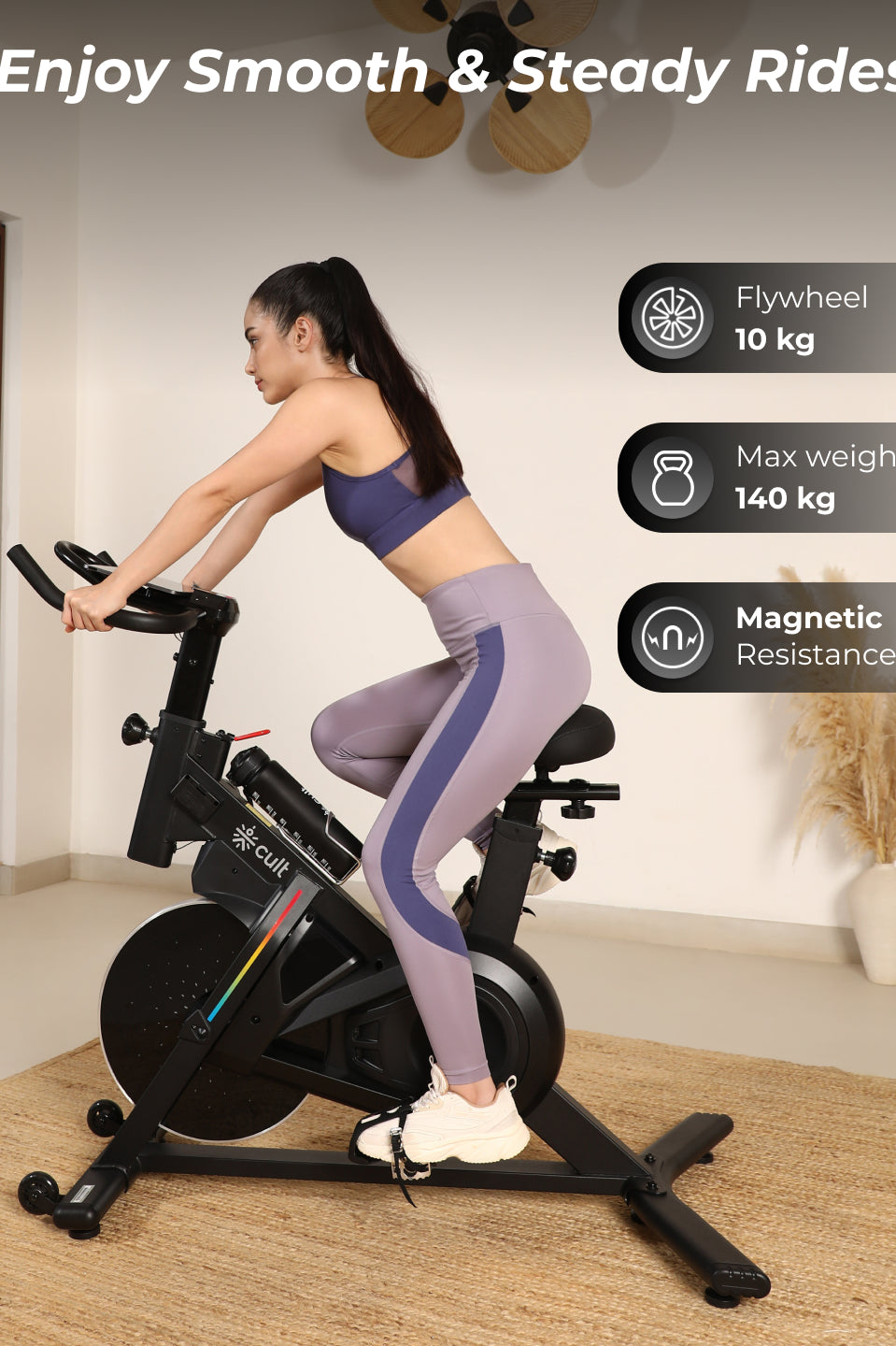 Cult SmartSpinVolt Magnetic Spin Bike | 10Kg Flywheel | 140kg Max Weight | Home Use Exercise Bike
