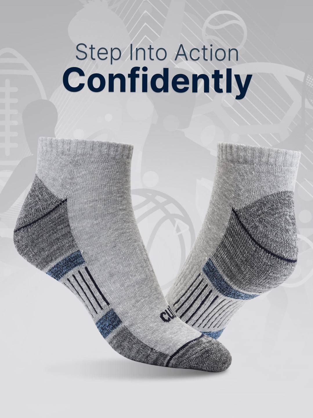 Sports Low Ankle Pack of 5 Grey Melange Women's Cotton Socks