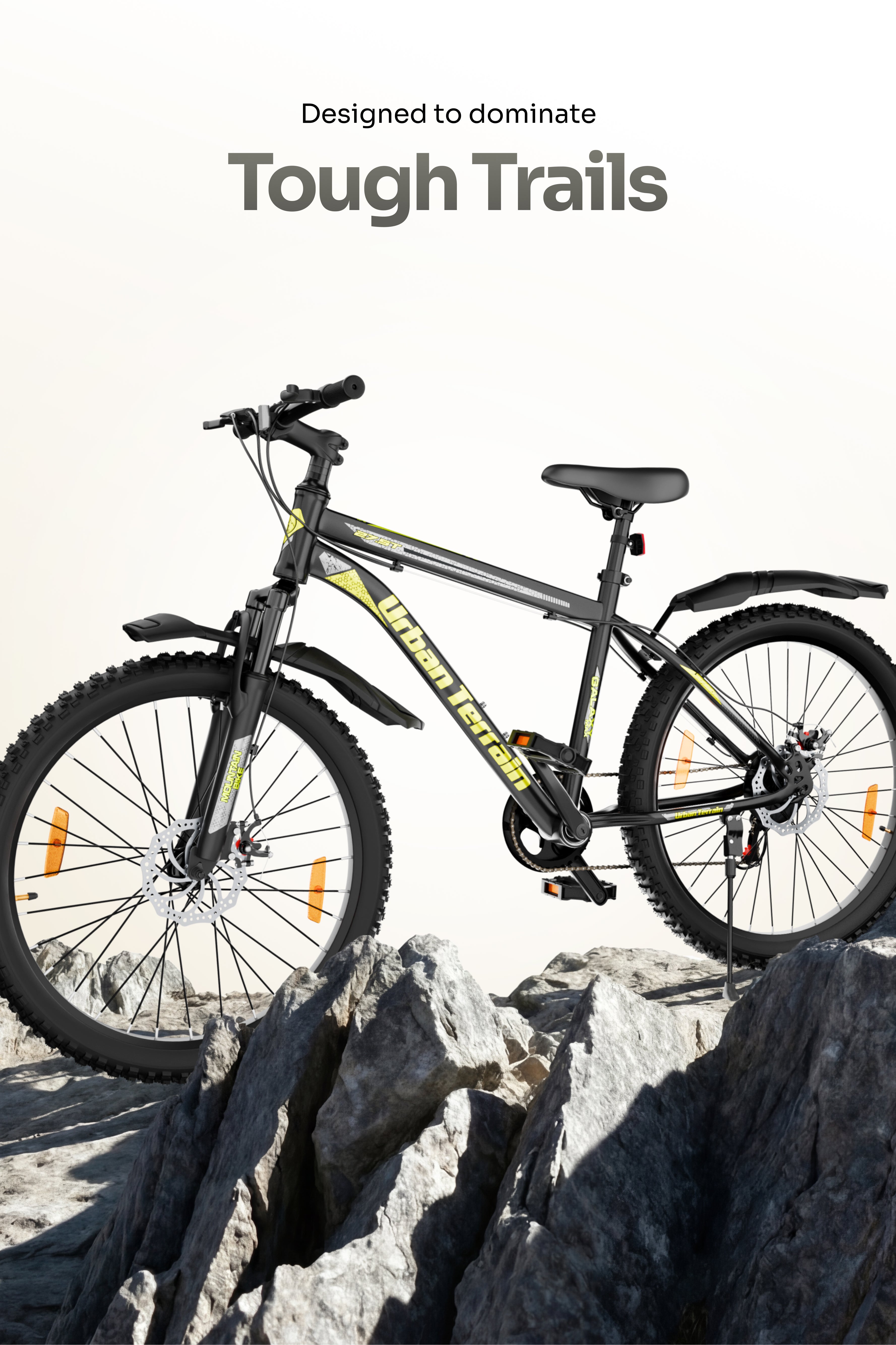 Galaxy Max Mountain Bike Steel 7 Speed Cycle 27.5 inch Tyre, Green With Front Suspension, Single Wall Rim and Dual Disc Brakes Ideal For 5.2 ft to 6 ft